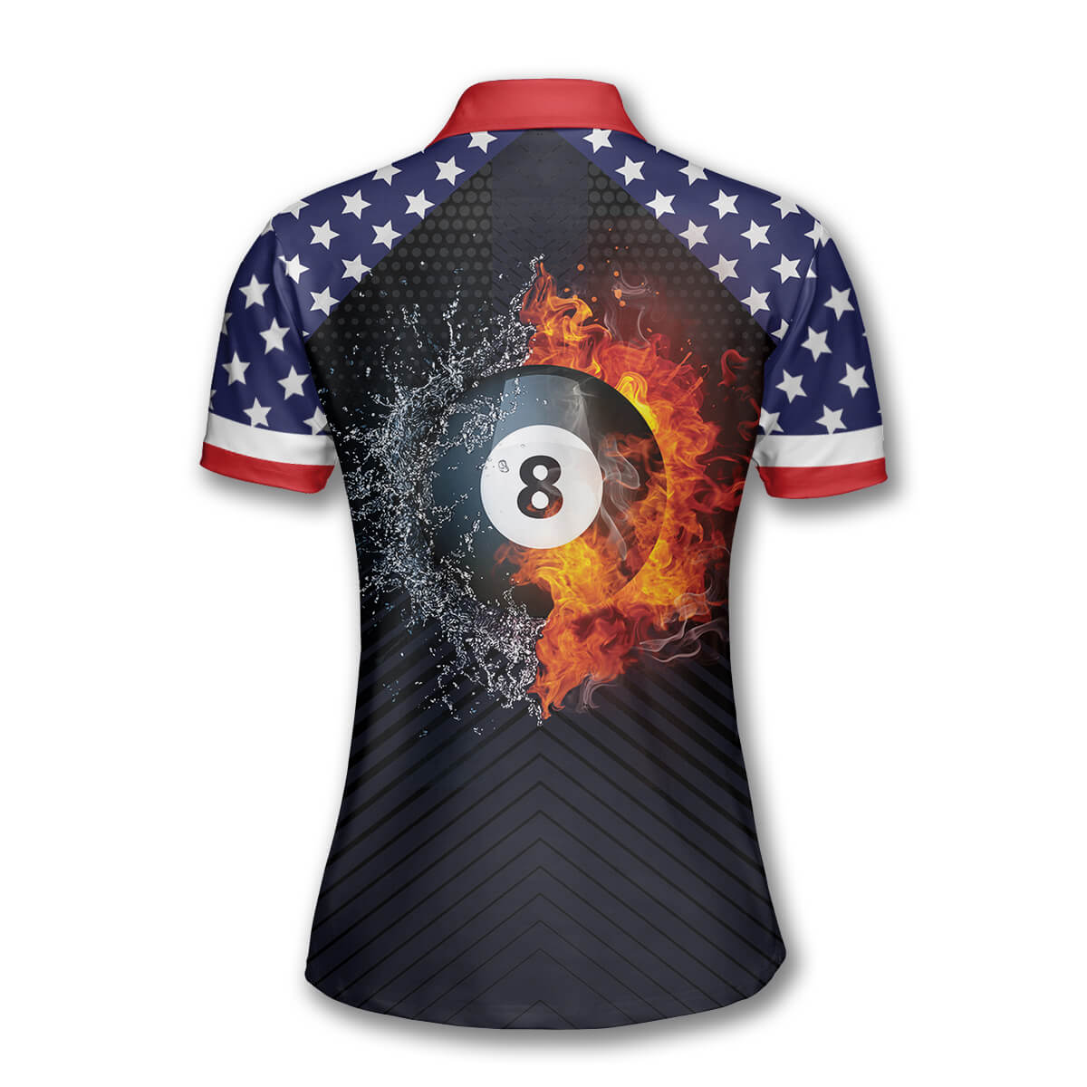 Billiards Fire Flame American Flag Custom Billiard Shirts for Women/ US Flag Pattern Polo Shirt