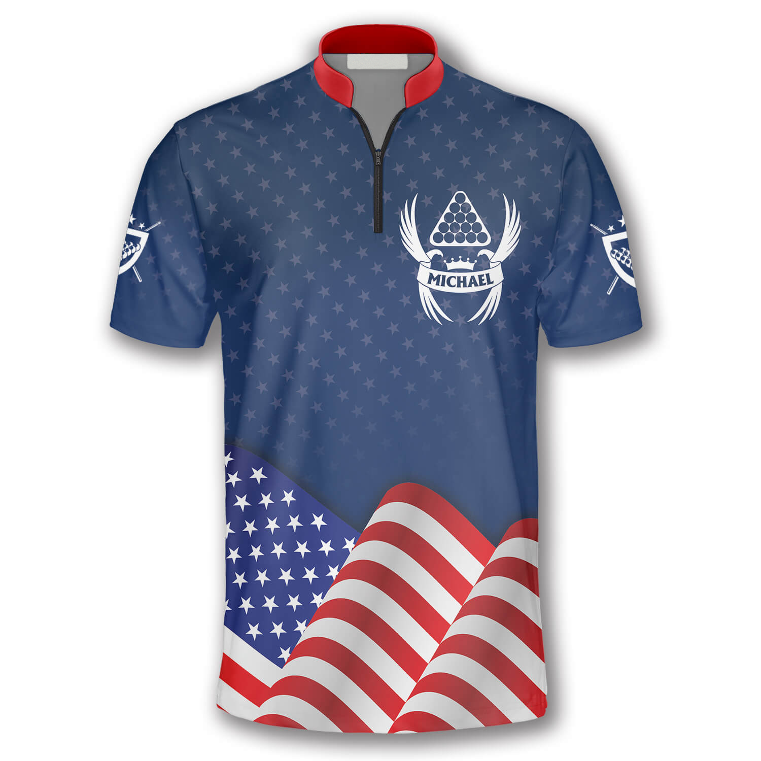 3D All Over Print Patriotic Waving Flag Custom Billiard Jerseys for Men/ Billiard Jersey Shirt/ Flag Shirt