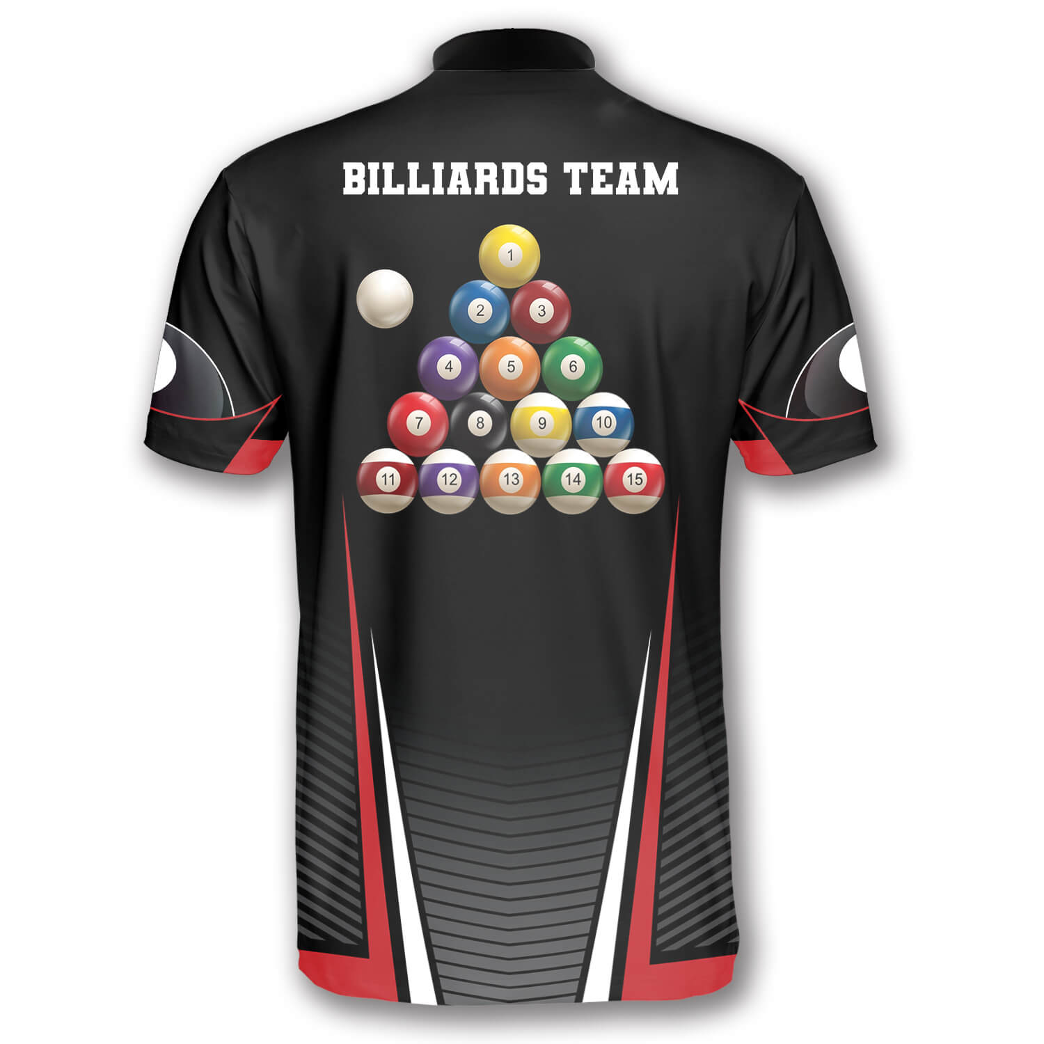 Personalized Name Team Name Billiard Balls Red Black Custom Billiard Jerseys for Men