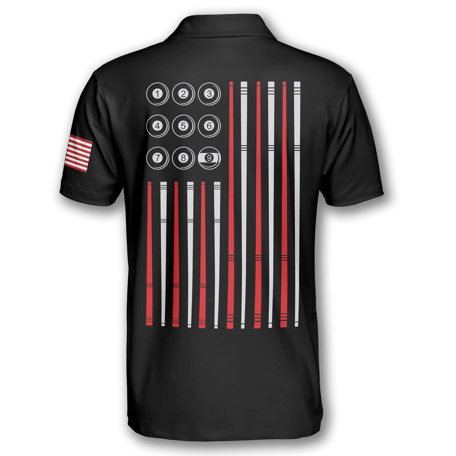 Billiards Skull American Flag Patriotic Custom Billiard Shirts for Men/ Flag Shirt/ Billiard Polo Shirt