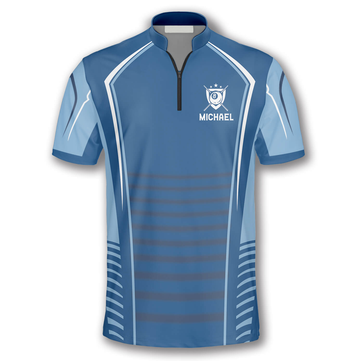 Light Blue Trophy Emblem Custom Billiard Jerseys for Men/ Idea Gift for Billiard Player/ Billiard Team Shirt
