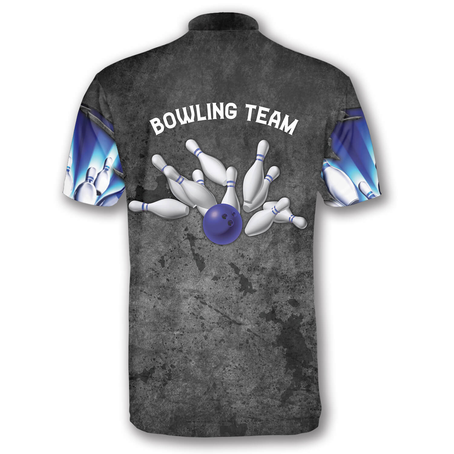 Blue Pins Grey Grunge Pattern Custom Bowling Jerseys for Men/ Personalized Bowling 3D Shirt