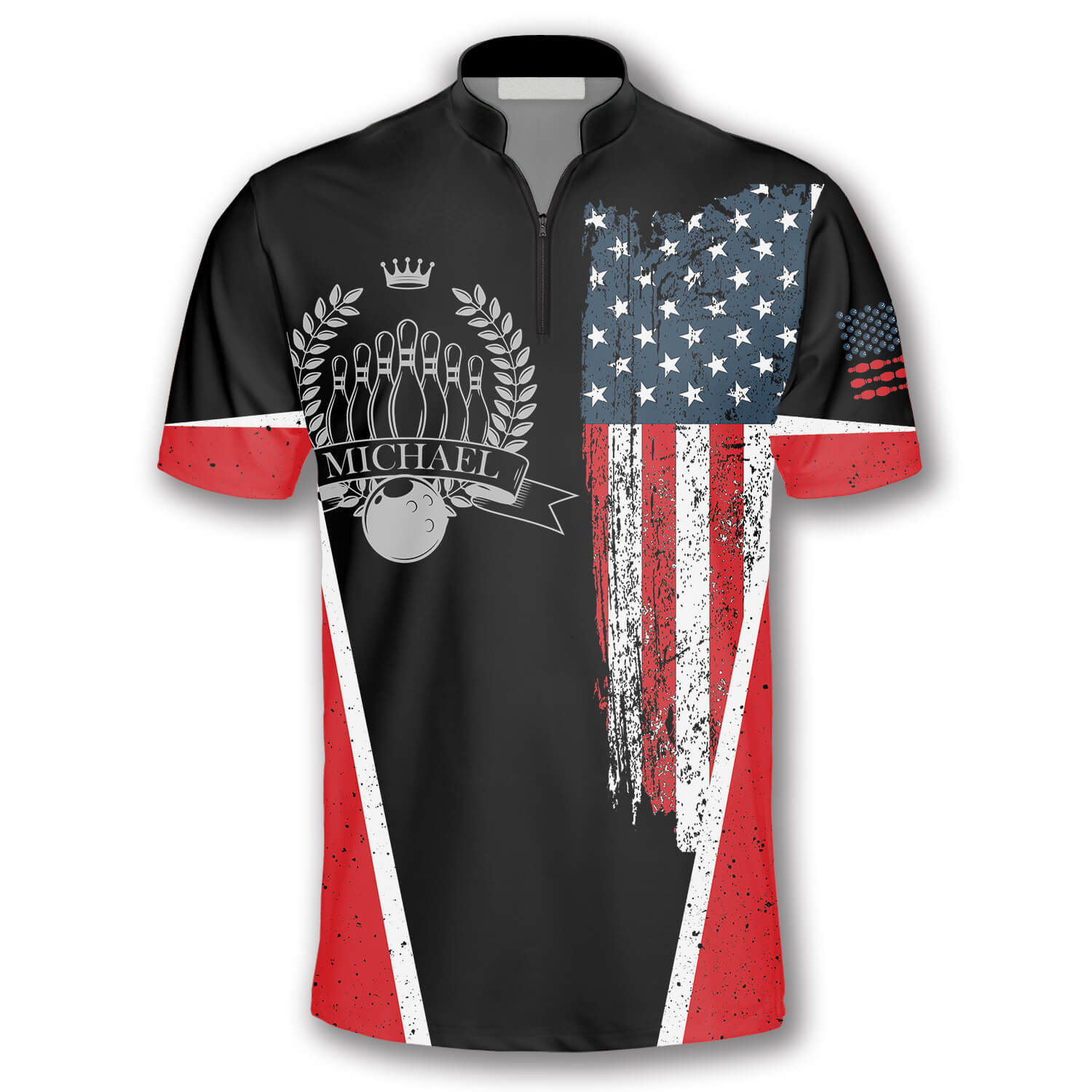 Vintage Flag Crown Emblem Custom Bowling Jerseys for Men/ Custom Name Bowling 3D Shirt