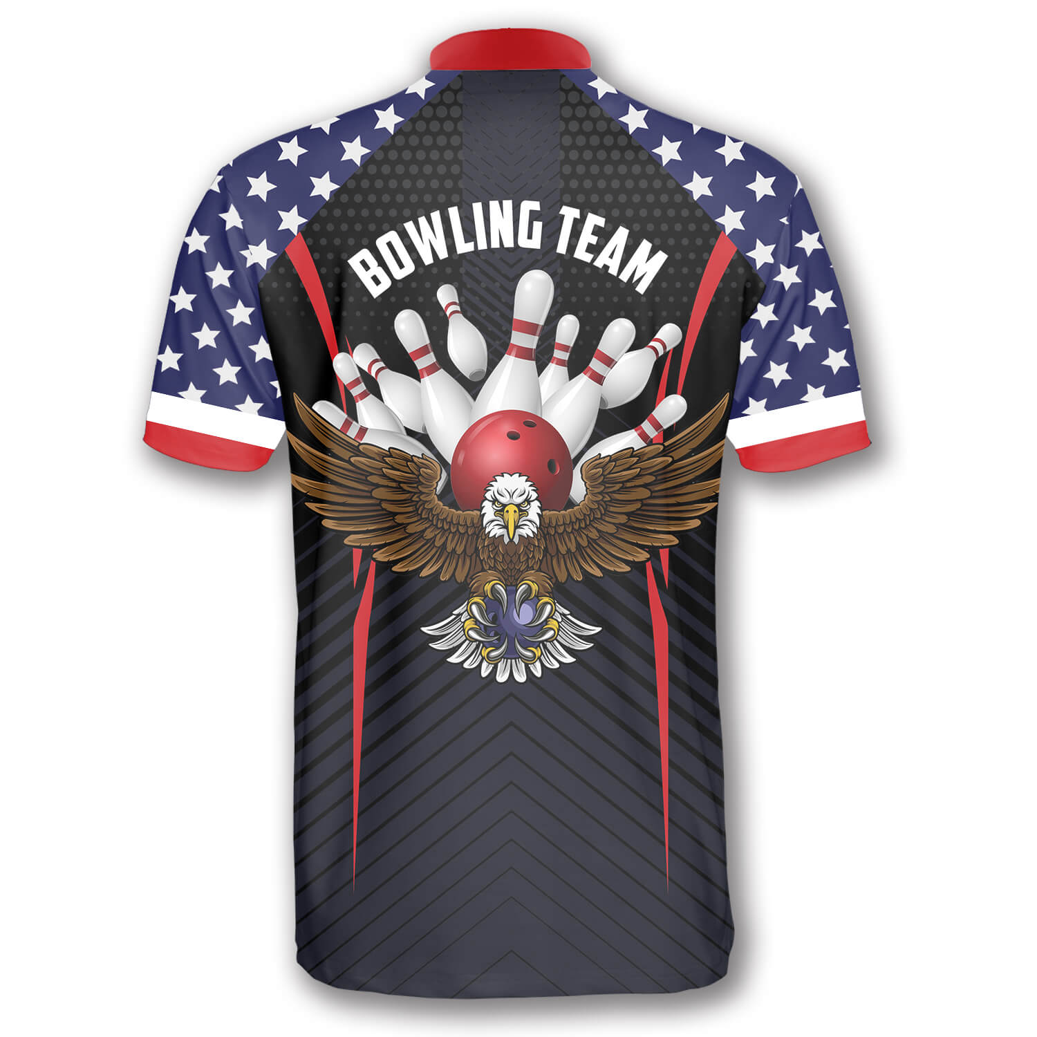 Patriotic Eagle American Flag Custom Bowling Jerseys for Men/ Uniform Shirt for Bowling Team/ Flag Shirt