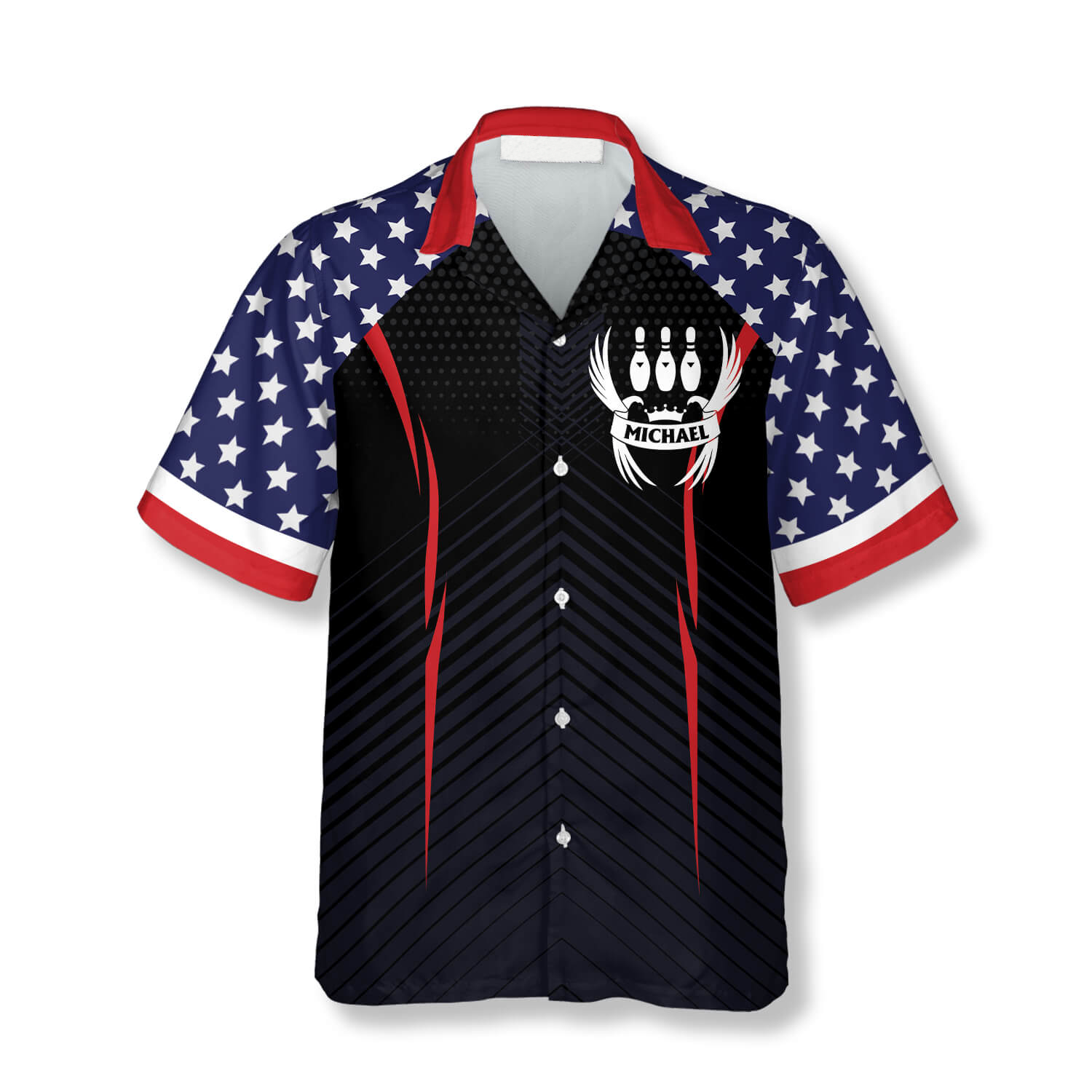 Patriotic American Flag Eagle Custom Bowling Hawaiian Shirt/ Flag USA Bowling Hawaiian Shirt