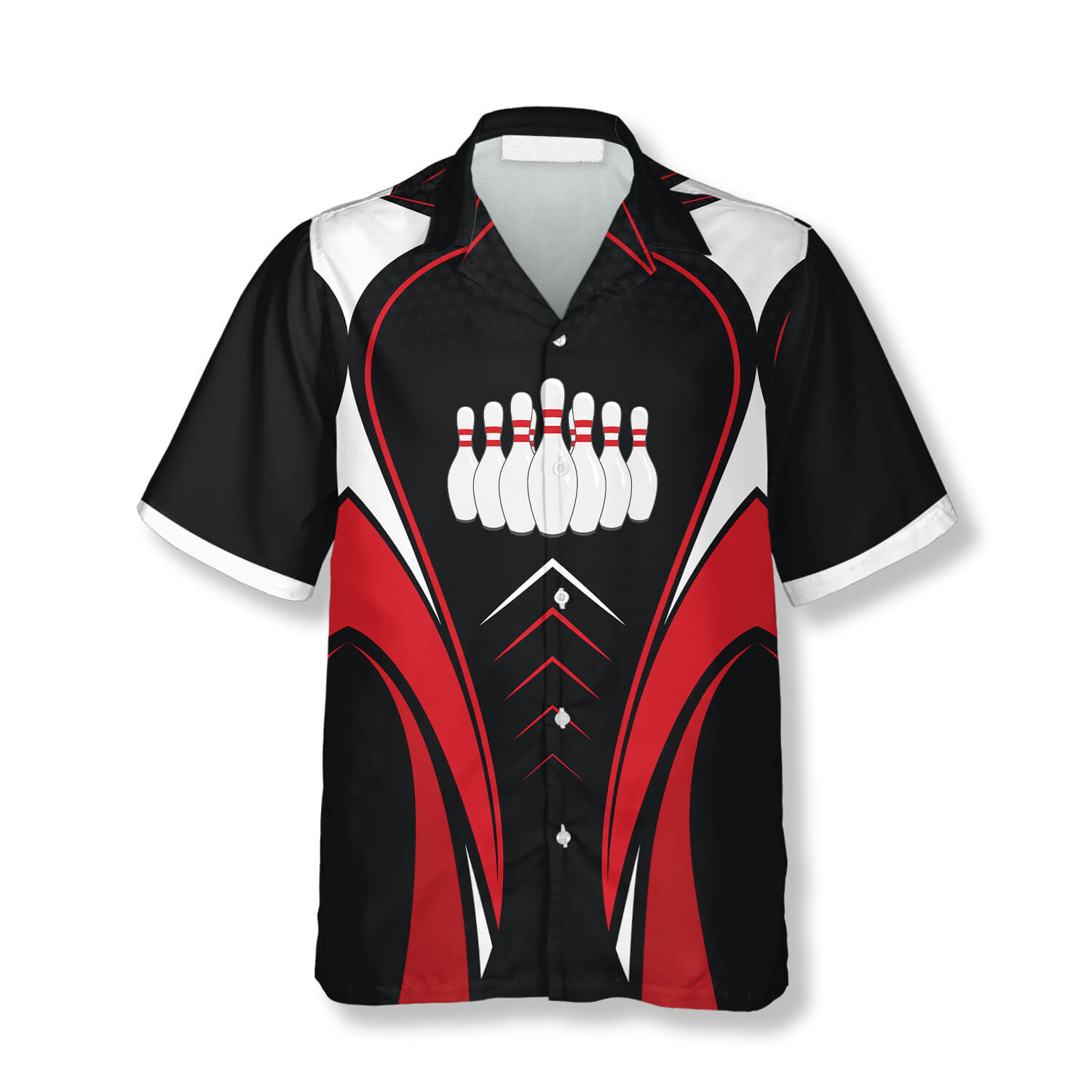 Bowling Pins Red Black Custom Bowling Hawaiian Shirt/ Personalized Bowling Hawaiian Shirt/ Gift for Bowler