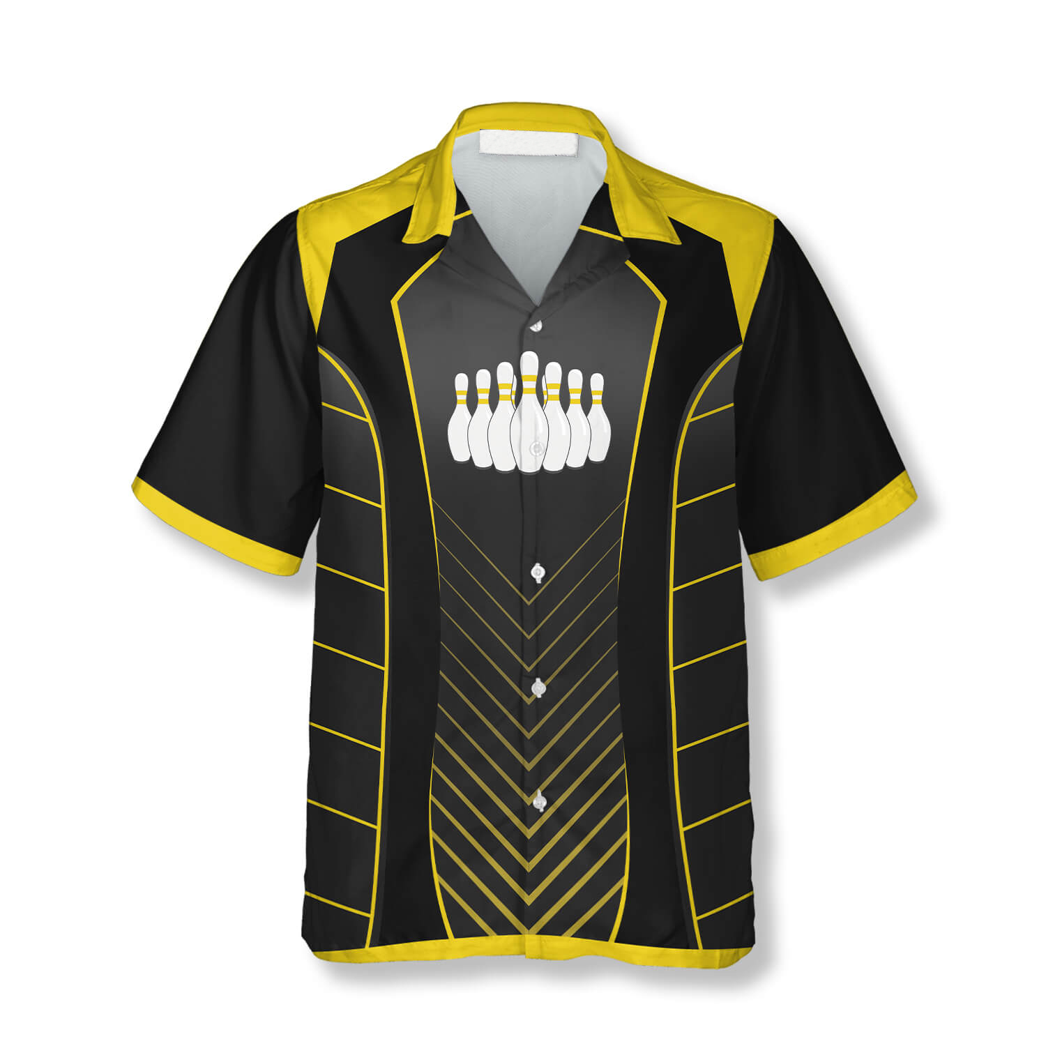 Yellow Sports Style Emblem Custom Bowling Hawaiian Shirt/ Idea Gift for Bowler/ Summer Shirt