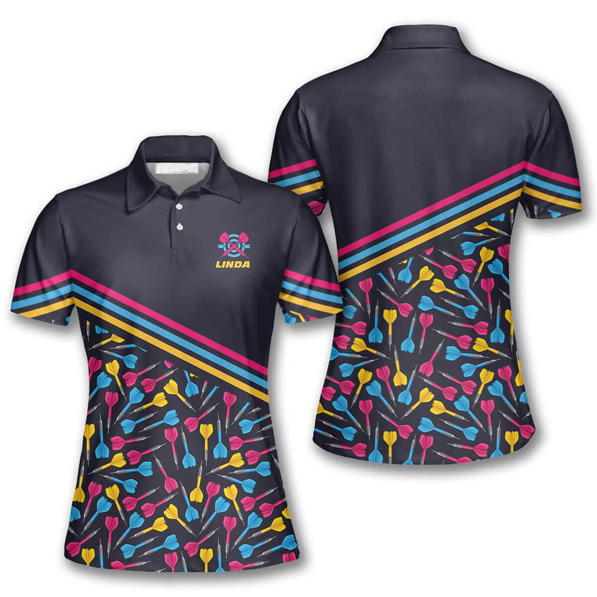 Darts Arrow Pattern Colorful Lines Custom Darts Shirts for Women/ Shirt for Dart Player