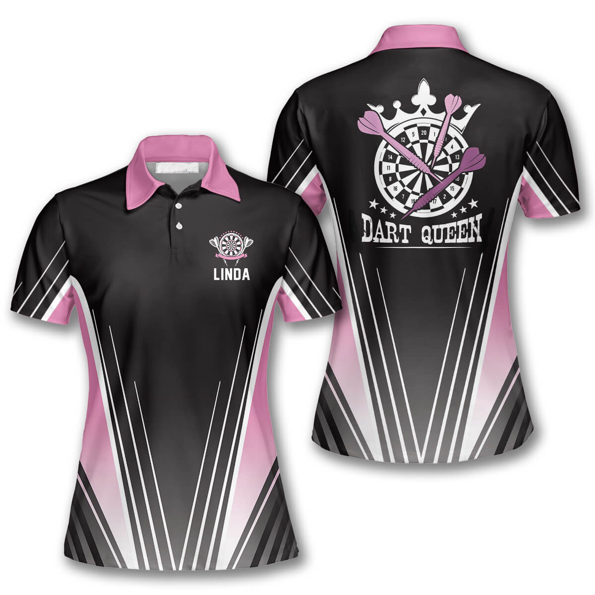 Dart Queen Black Pink Custom Darts Shirts for Women/ Gift for Dart Player