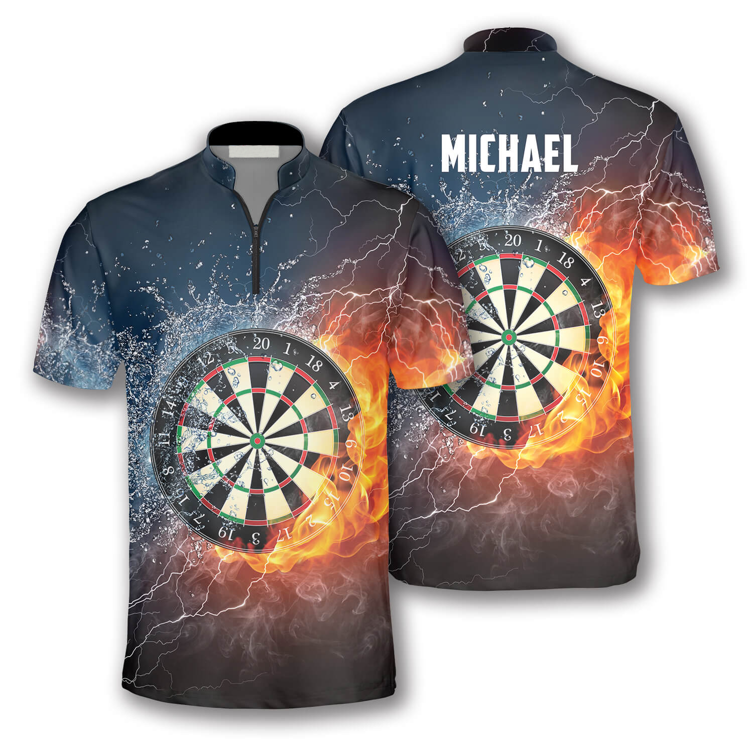 Dartboard Fire and Water Custom Darts Jerseys for Men/ Personalized Name Dart Fire Shirt/ Dart Jersey Shirt