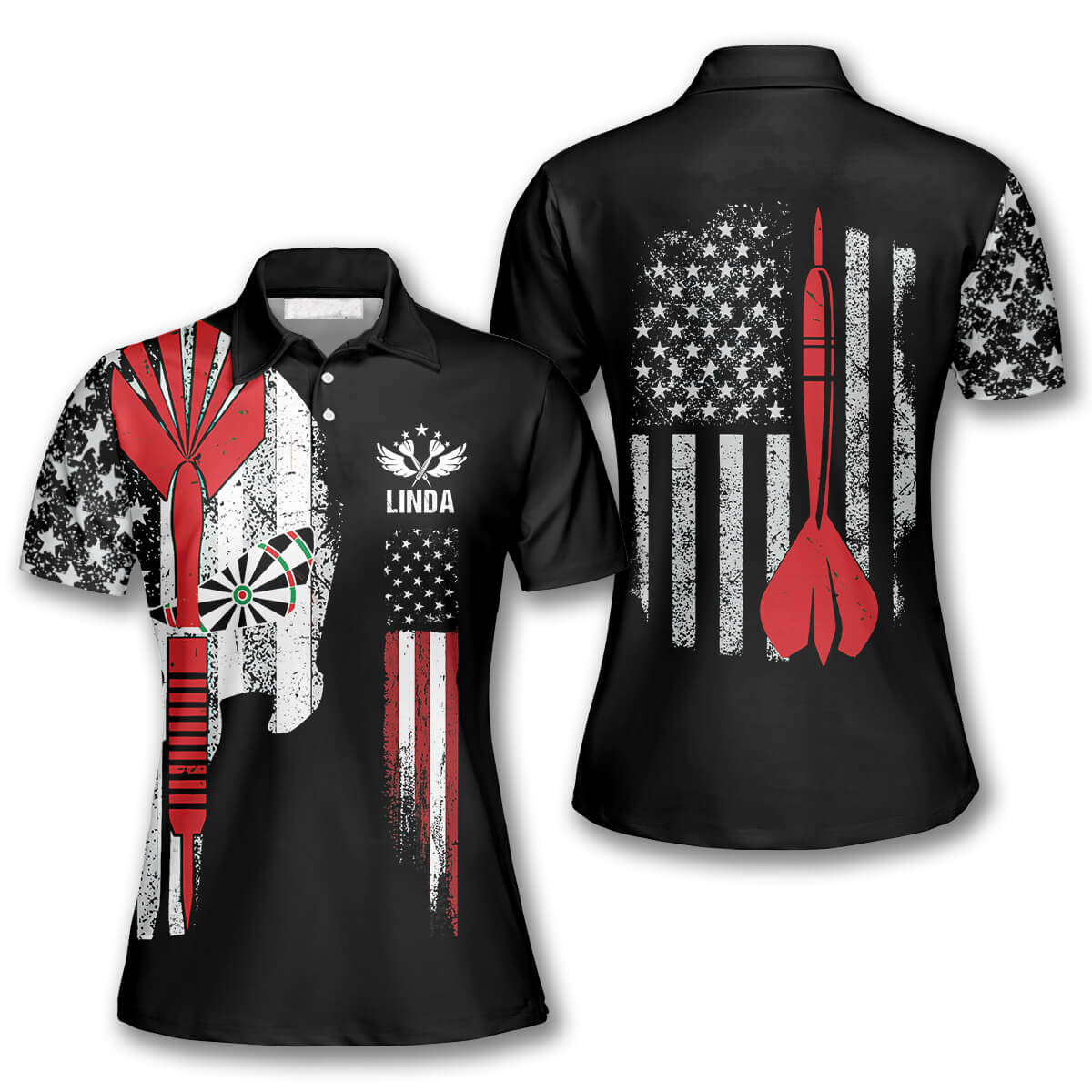 Darts American Flag Skull Custom Darts Shirts for Women/ USA Dart Shirt