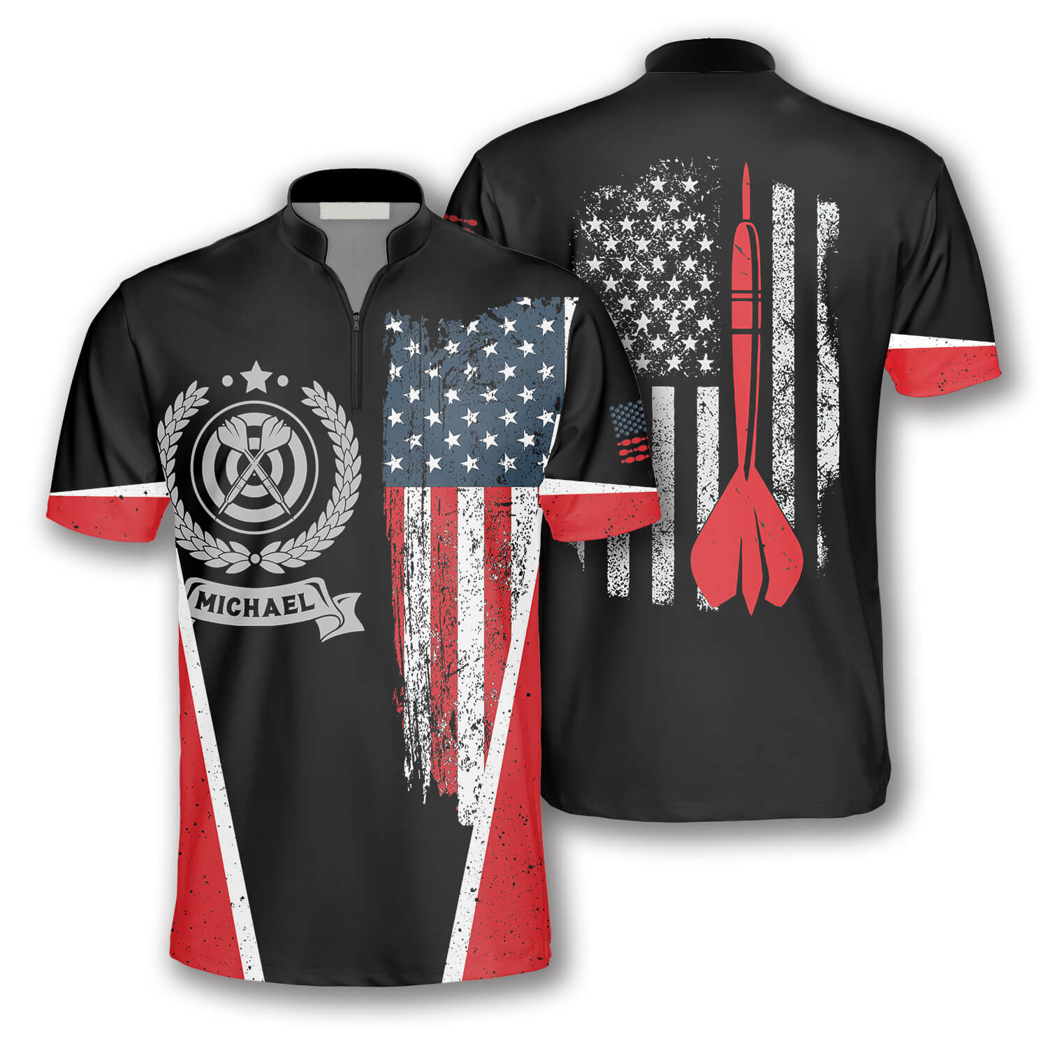 Vintage American Flag Emblem Custom Darts Jerseys for Men/ Dart Flag Shirt/ Uniform Dart Team