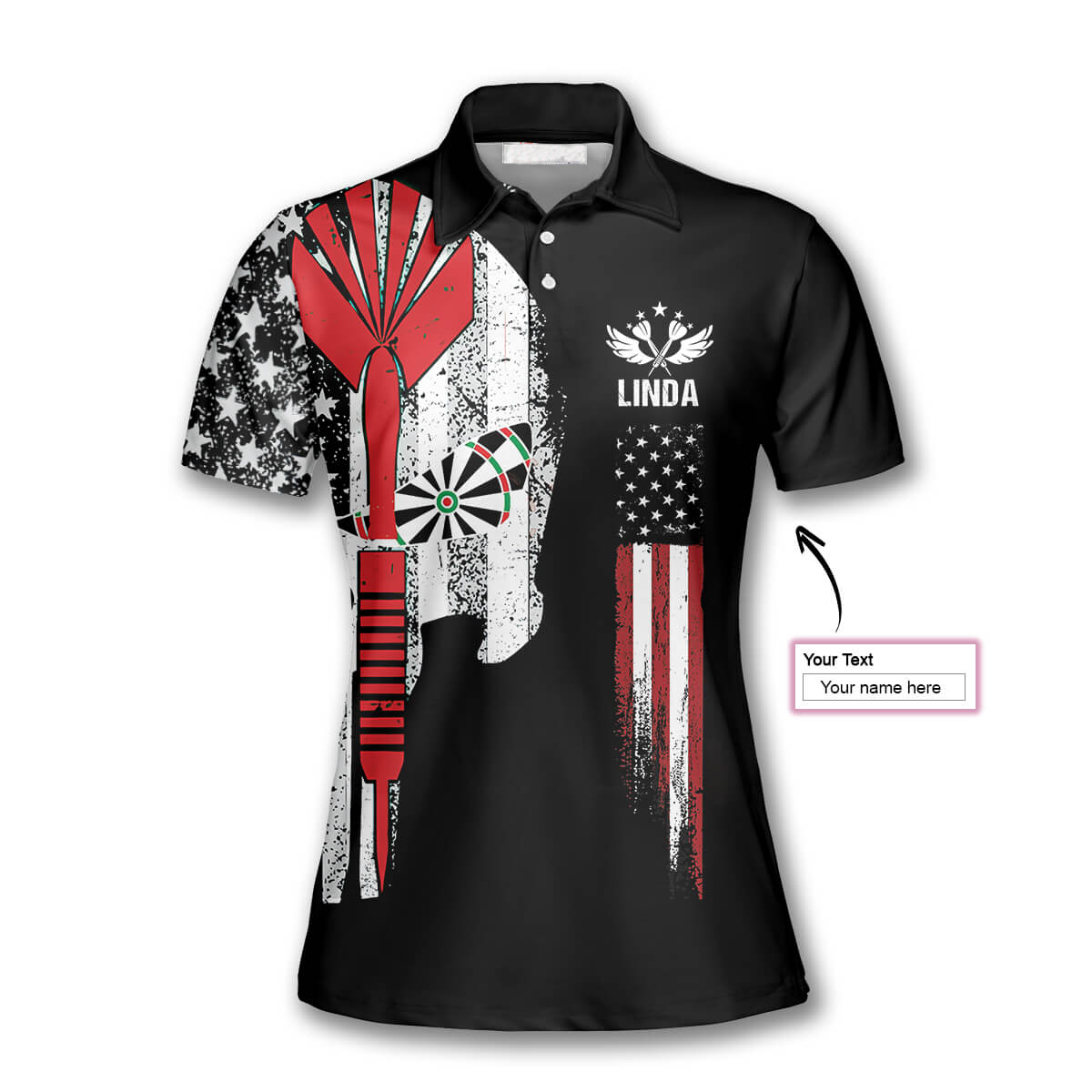 Darts American Flag Skull Custom Darts Shirts for Women/ USA Dart Shirt