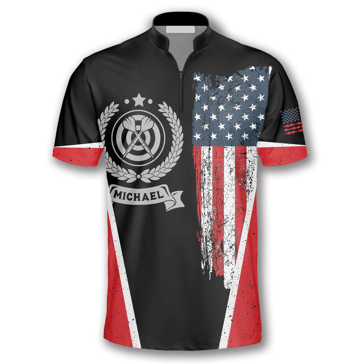 Vintage American Flag Emblem Custom Darts Jerseys for Men/ Dart Flag Shirt/ Uniform Dart Team