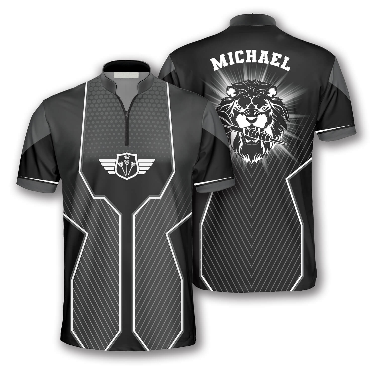 Black Lion Head Custom Darts Jerseys for Men/ 3D All Over Print Top Dart Shirt
