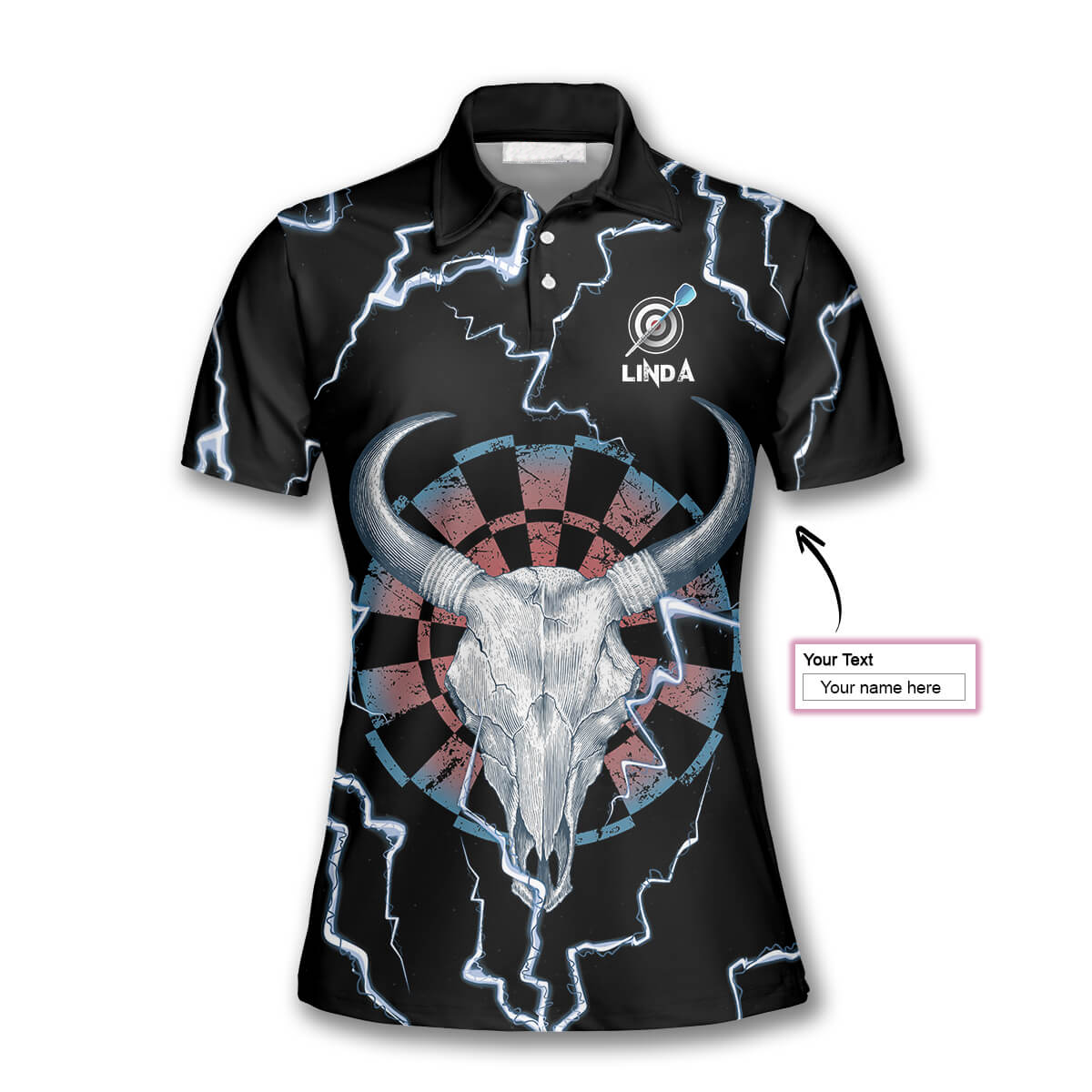 Darts Bullseye Thunder Skull Custom Darts Shirts for Women