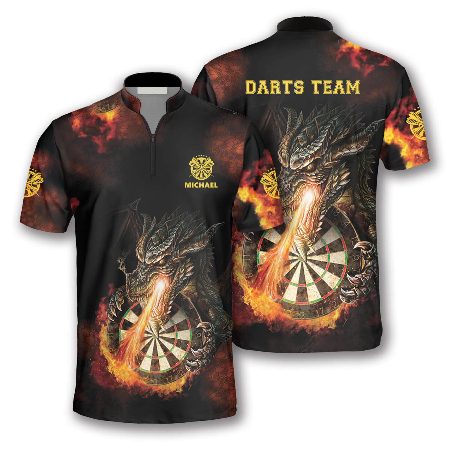 3D All Over Print Dragon Fire Custom Darts Jerseys for Men/ Idea Gift for Dart Team/ Dragon Dart Shirt