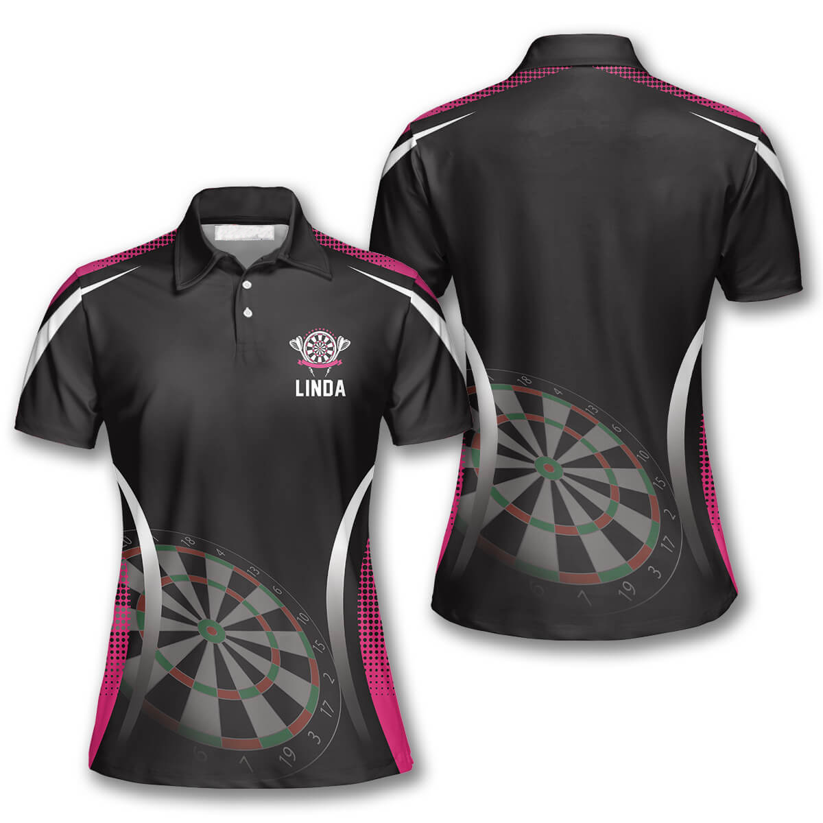 Darts Emblem Black Pink/ Dart Board Sports Style Custom Darts Shirts for Women