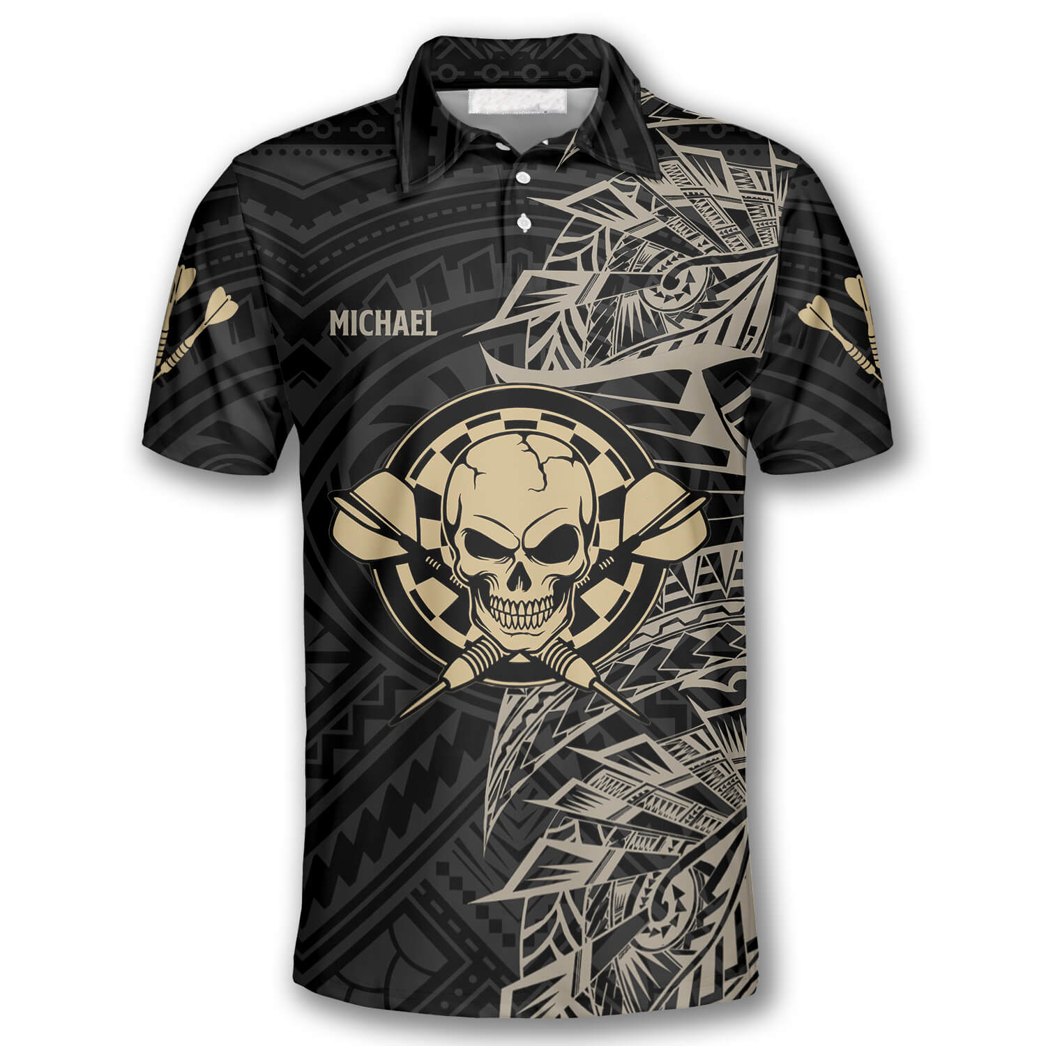 3D All Over Print Gold Tribal Athlete Custom Darts Shirts for Men/ Gift for Darts Lovers