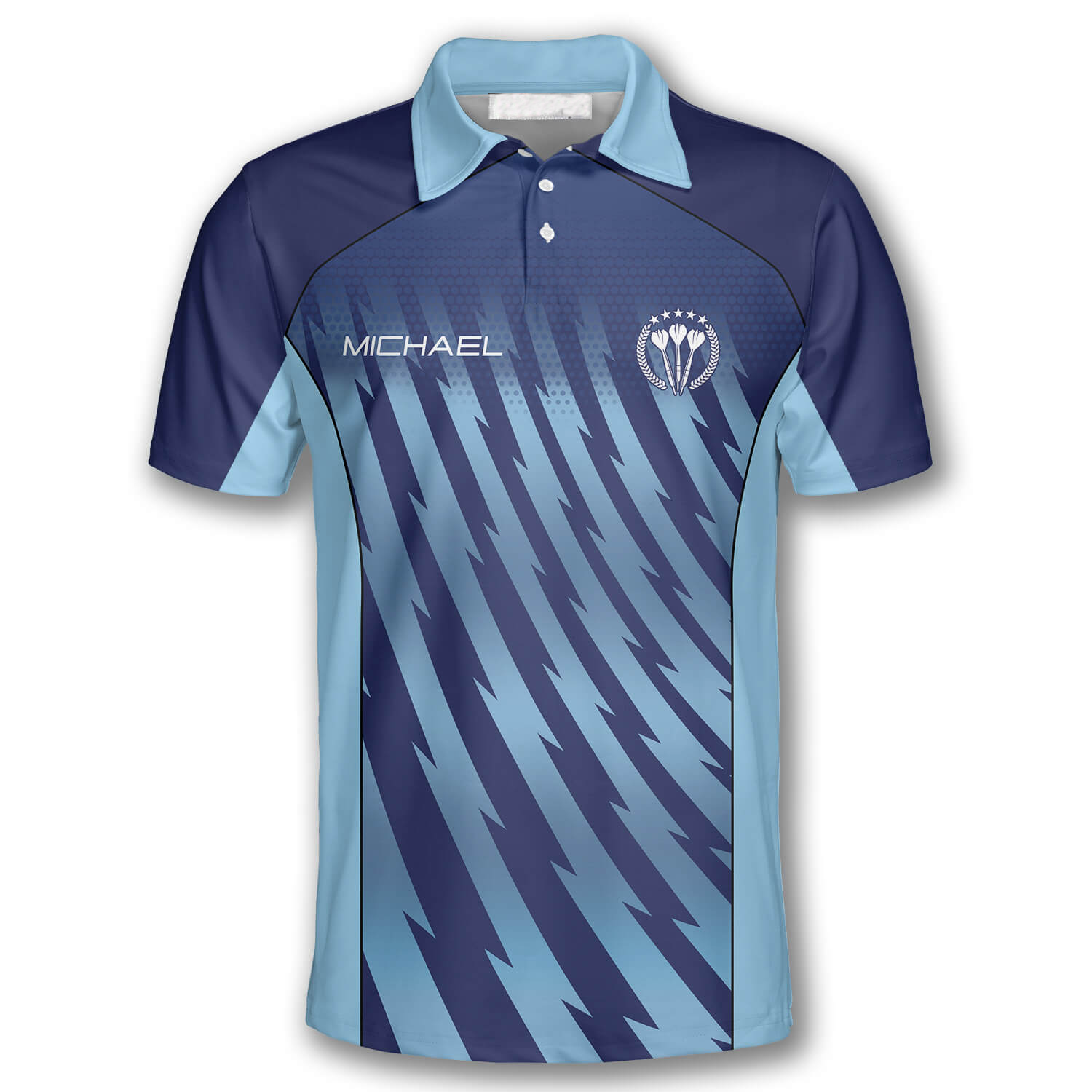 Darts Gradient Blue Custom Polo Shirts for Men/ Gift for Dart Player