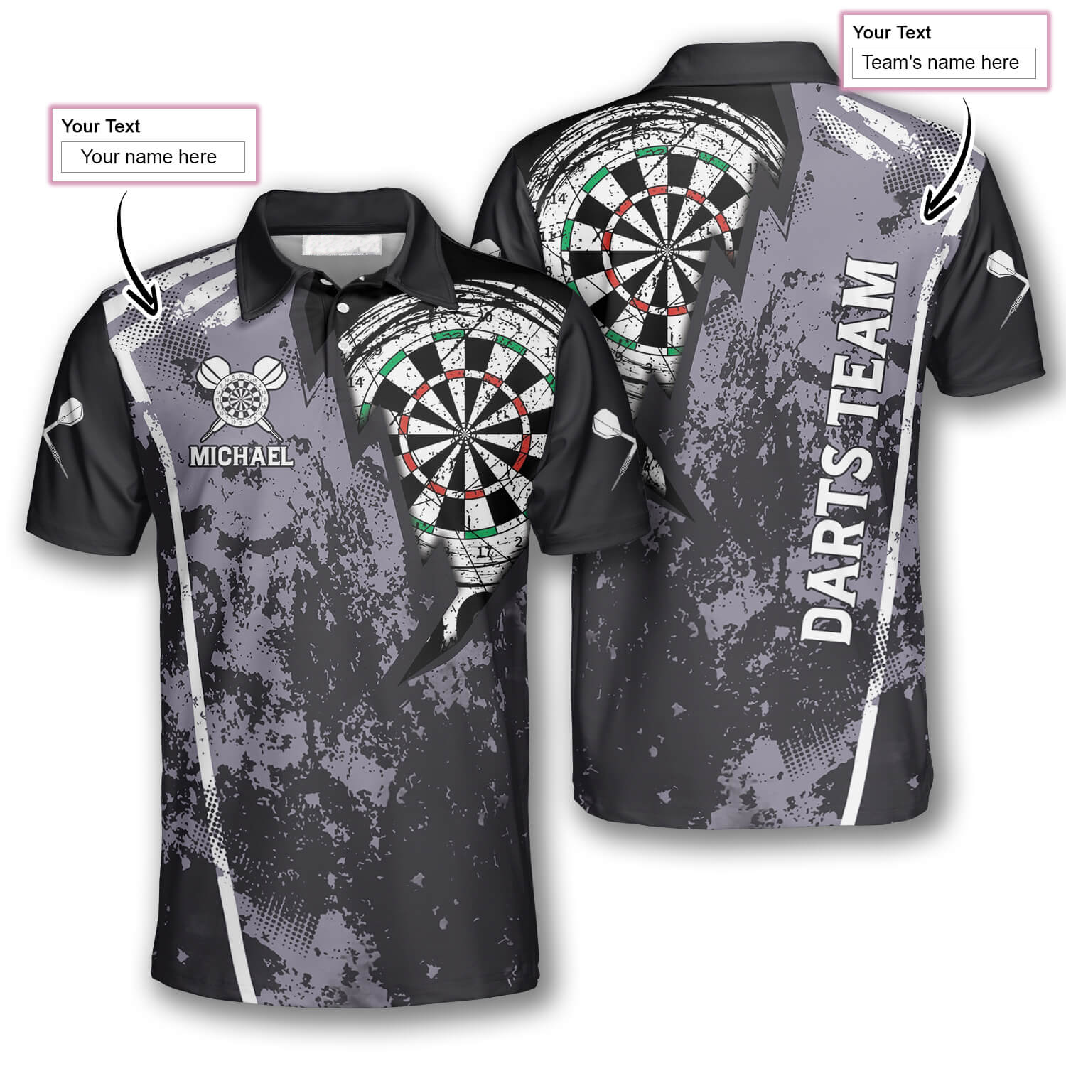 Personalized Grunge Lightning Custom Darts Polo Shirts/ Unisex Dart Polo Shirt/ Dart Shirts For Him/ Dart Player Gift