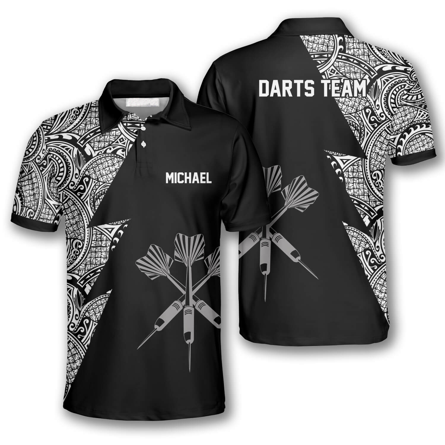 Dart Arrows Tribal Black White Custom Darts Shirts for Men/ Gift for Birthday Dart Player