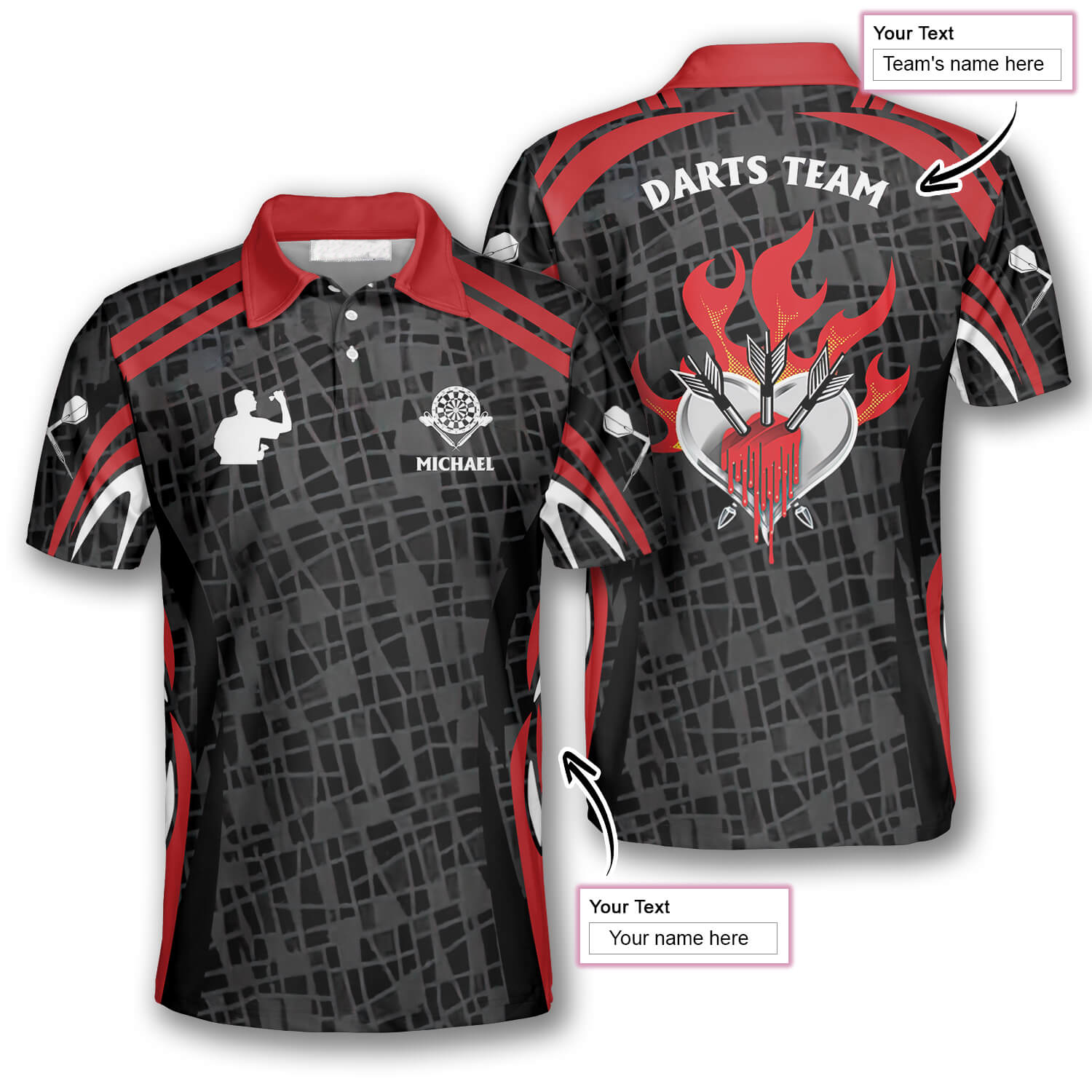 Personalized Darts Lover Custom Darts Shirts for Men/ Through Dart Heart Shirt