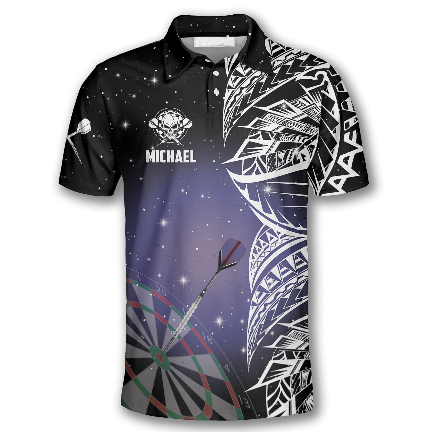 Night Sky Custom Darts Shirts for Men/ 3D All Over Print Dart Polo Shirt