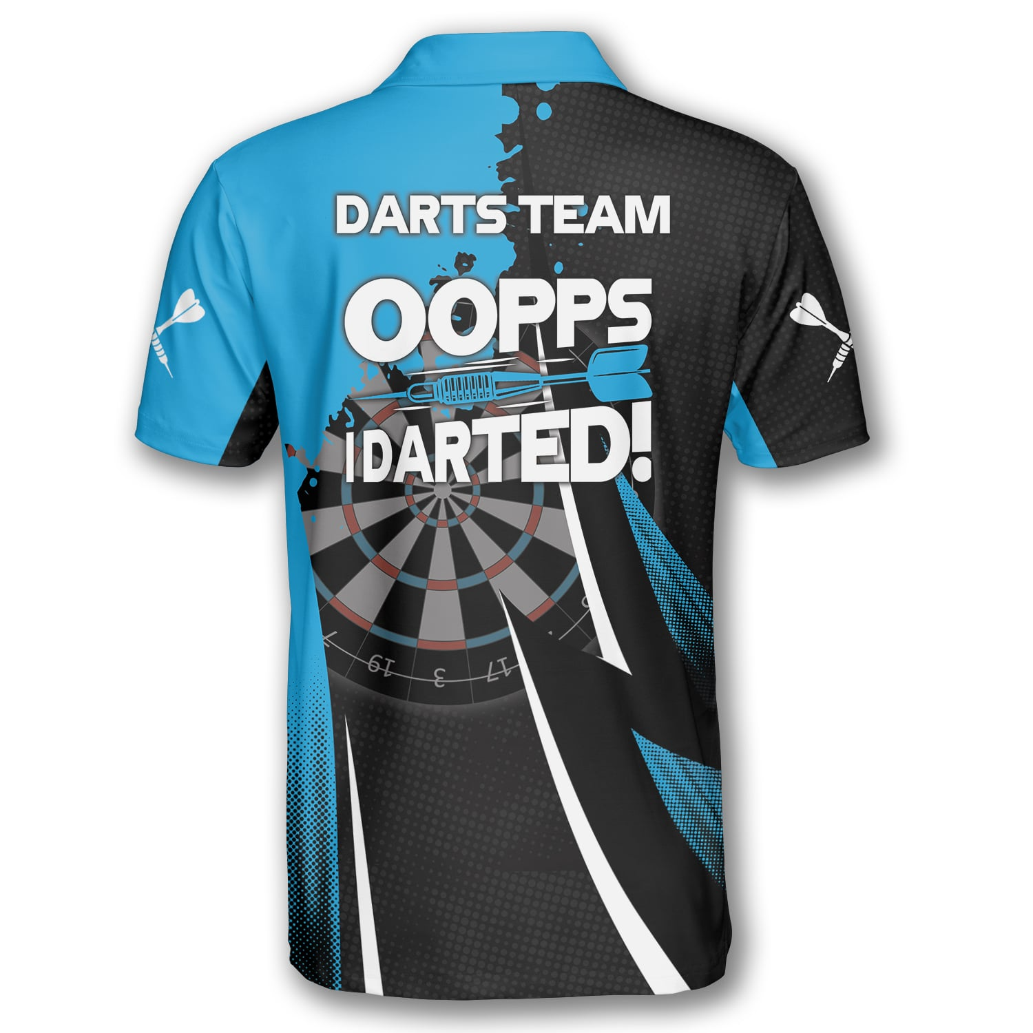 Oopps I Darted Custom Darts Shirts for Men/ Black and Blue Dart Polo Shirt