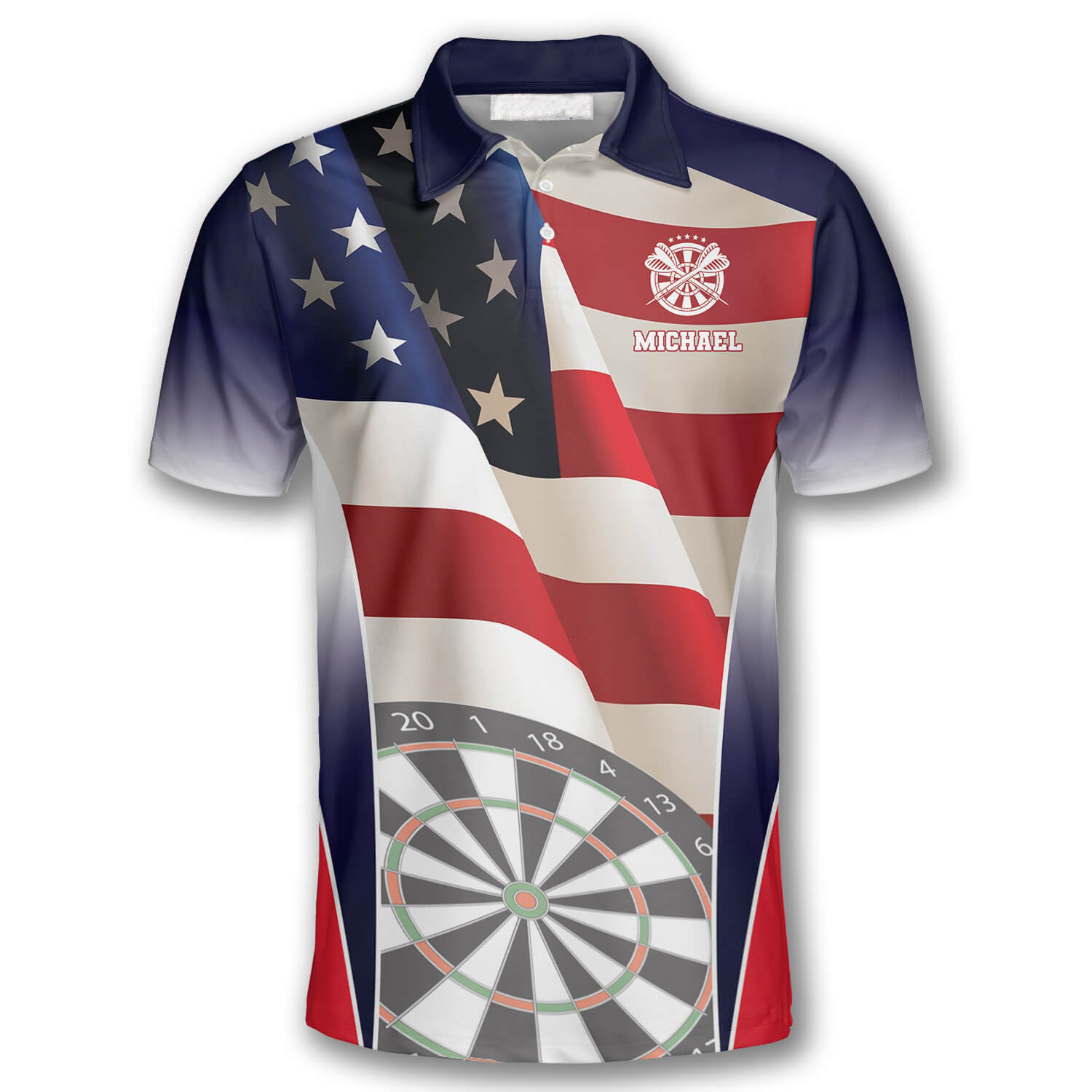 3D All Over Print Darts Patriotic Flag Version 3 Custom Polo Shirts for Men