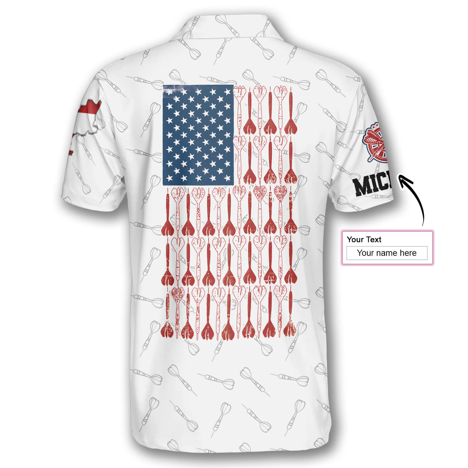 Darts Patriotic USA Flag White Custom Darts Shirts/ US Flag 3D Shirt/ Dart Shirt