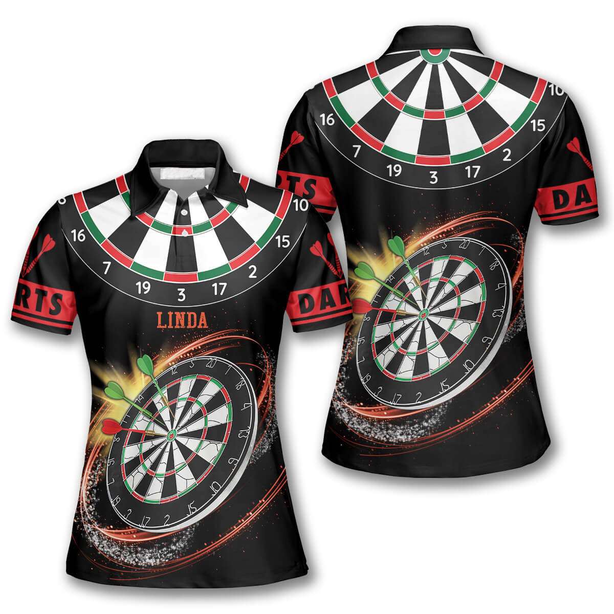 Personalized Darts Red Black Version Custom Darts Polo Shirts for Women