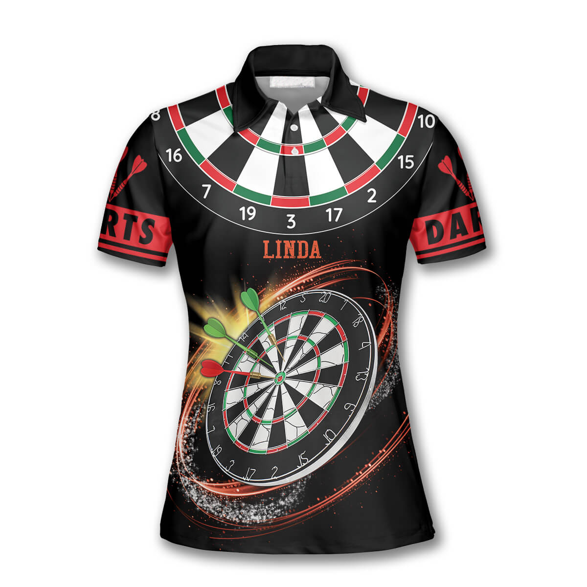 Personalized Darts Red Black Version Custom Darts Polo Shirts for Women