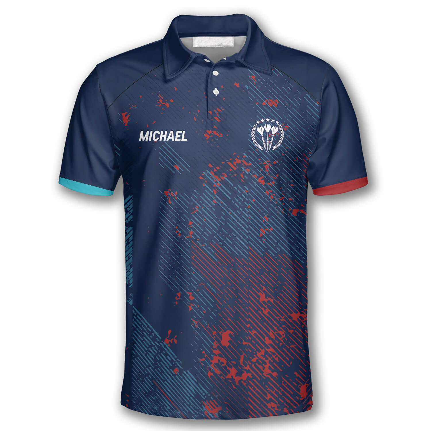 Darts Red Blue Geometric Pattern Custom Polo Shirts for Men/ Idea Team Uniform Shirt