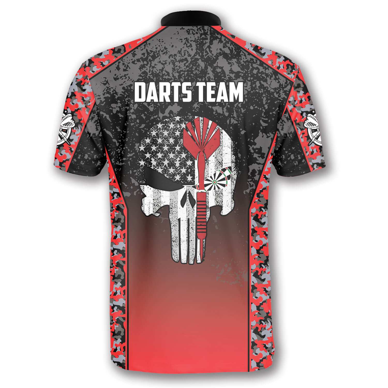 Skull Red Camouflage Custom Darts Jerseys for Men/ Idea Gift for Dart Player/ Skull Dart Shirt