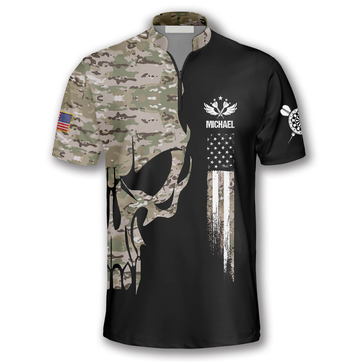 Skull Camouflage Custom Darts Jerseys for Men/ Perfect Gift for Dart Team/ Personalized Dart Shirt