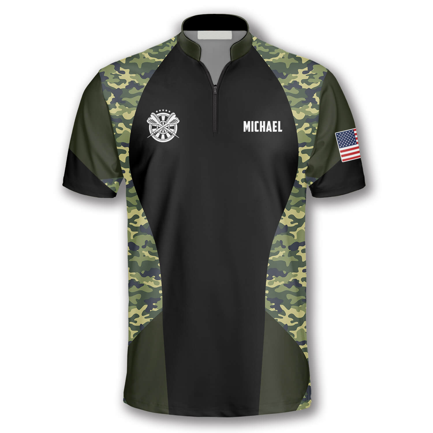 Skull Camouflage Waving Flag Custom Darts Jerseys for Men/ Red Dart Skull Shirt/ Jersey Shirt for Dart Player
