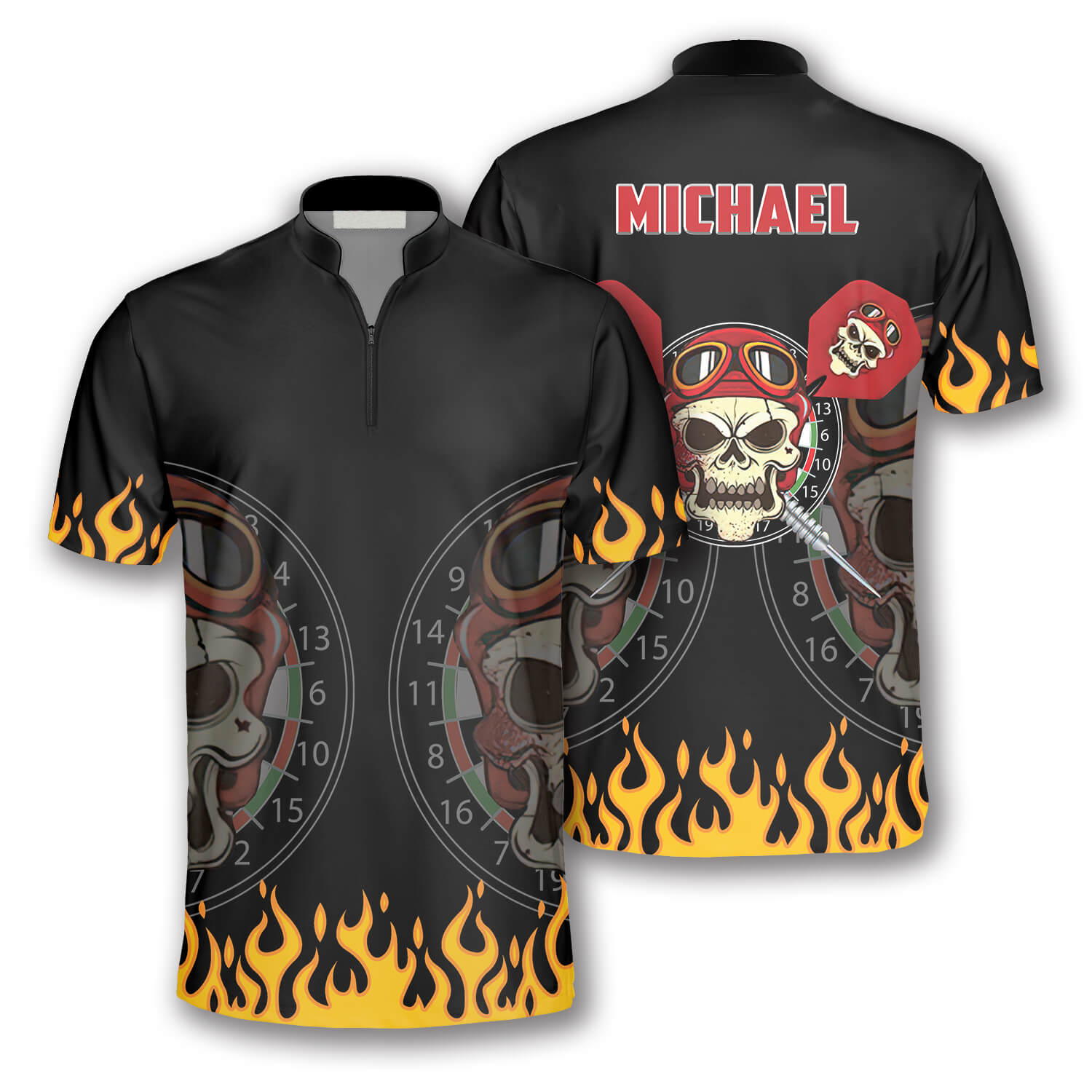 Darts Skull Flame Custom Darts Jerseys for Men/ Perfect Shirt for Dart Team/ Dart Shirt/ Skull Shirt