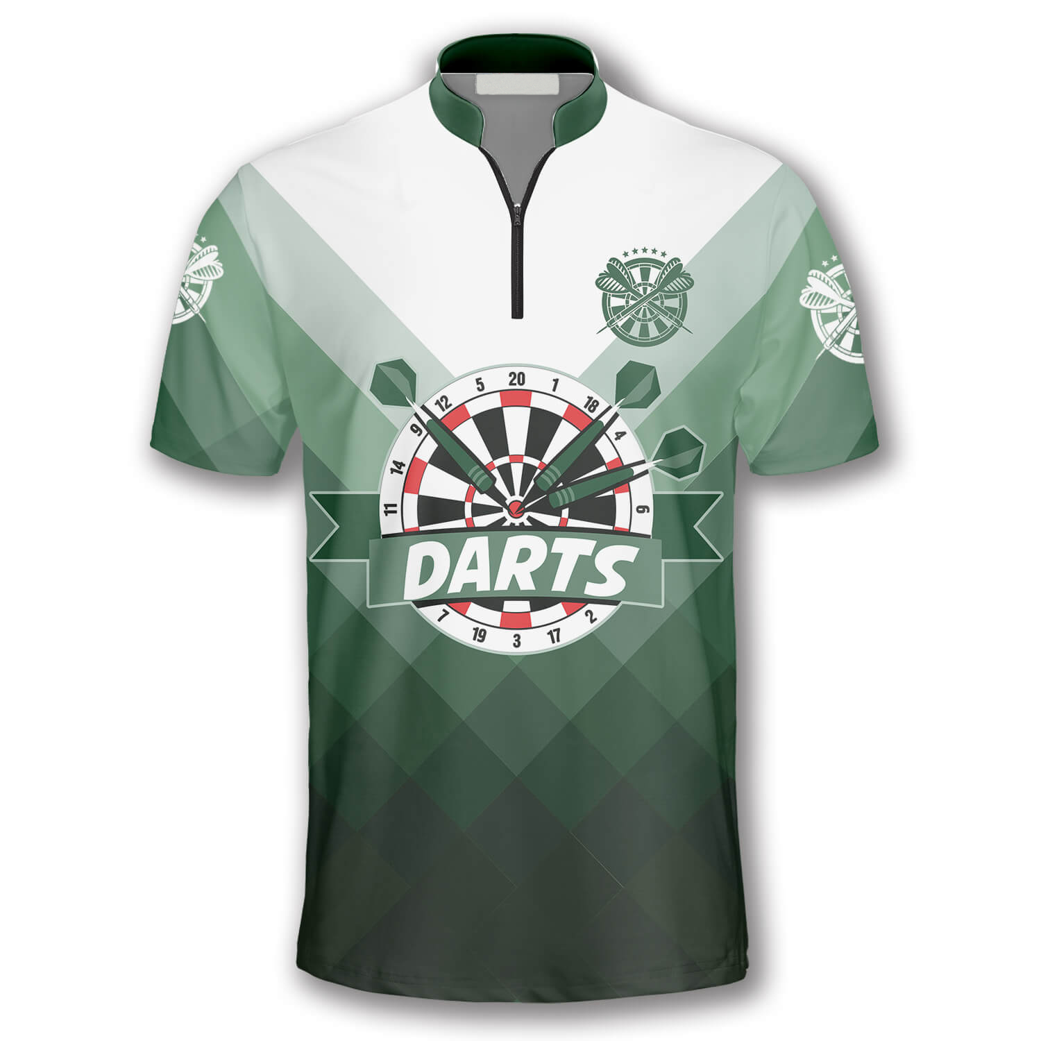 Personalized Name Gradient Green Custom Darts Jerseys for Men/ 3D All Over Print Shirt for Dart Player