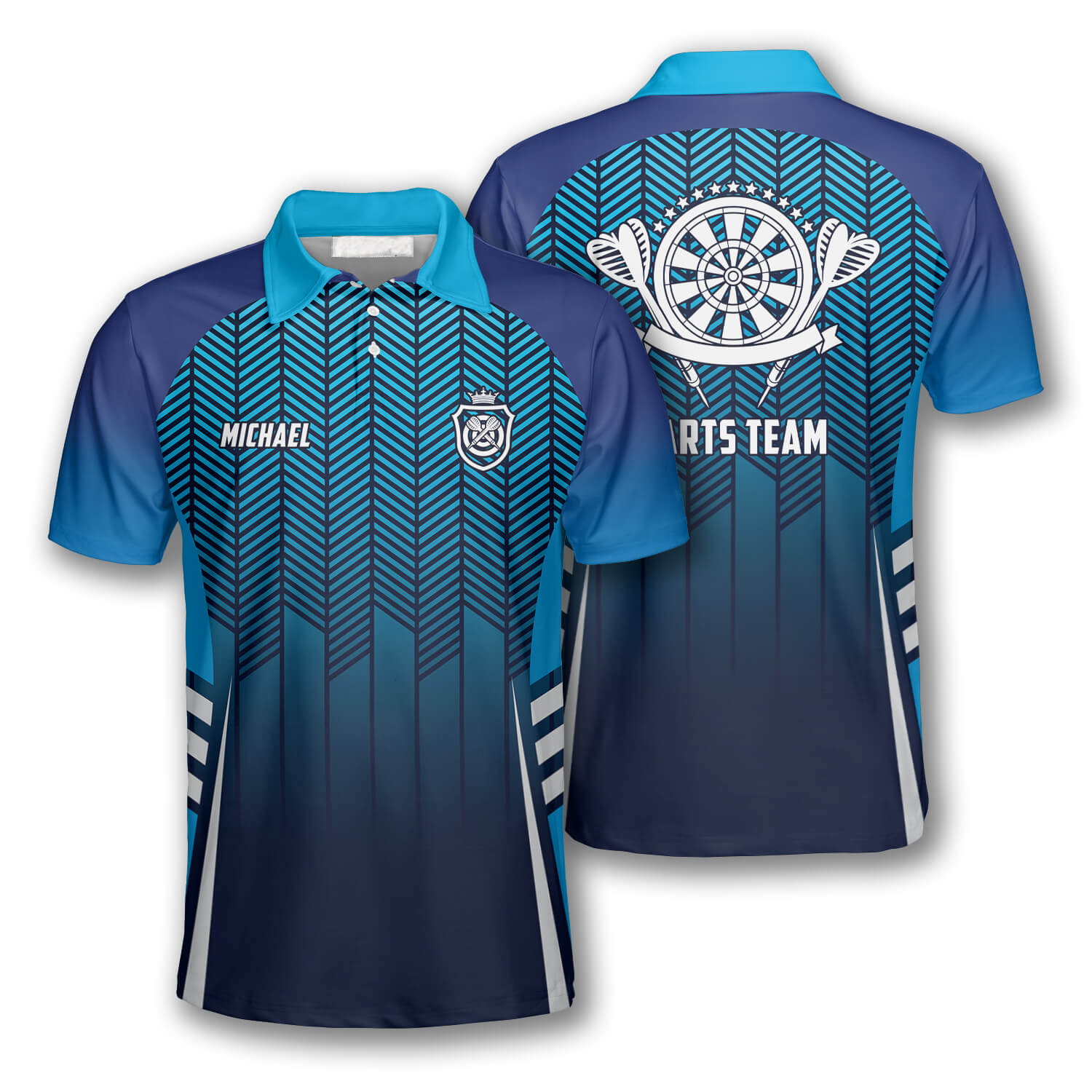 3D All Over Print Blue Gradient Sports Style Custom Dart Polo Shirts for Men
