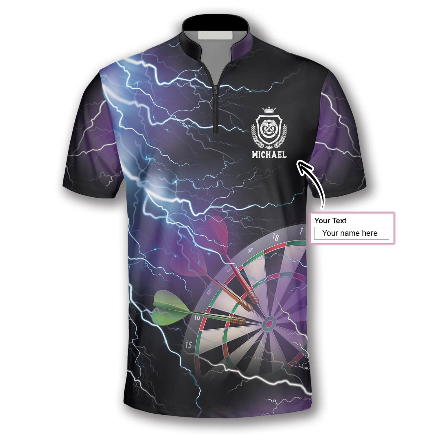 3D All Over Print Thunder Lightning Custom Darts Jerseys for Men/ Best Shirt for Dart Player