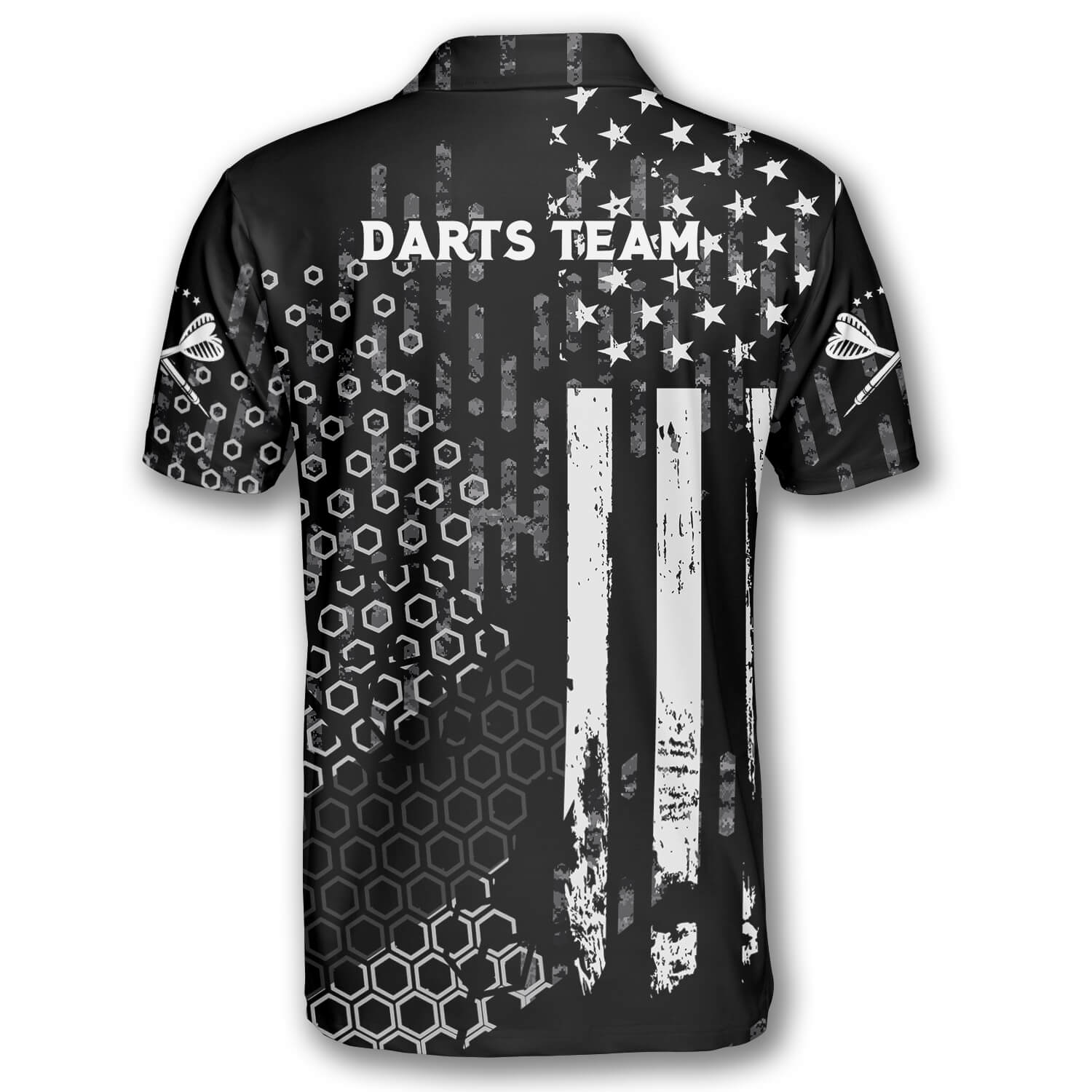 US Flag Hive Pattern Custom Darts Polo Shirts for Men/ Dart Costume Pool Player Gift