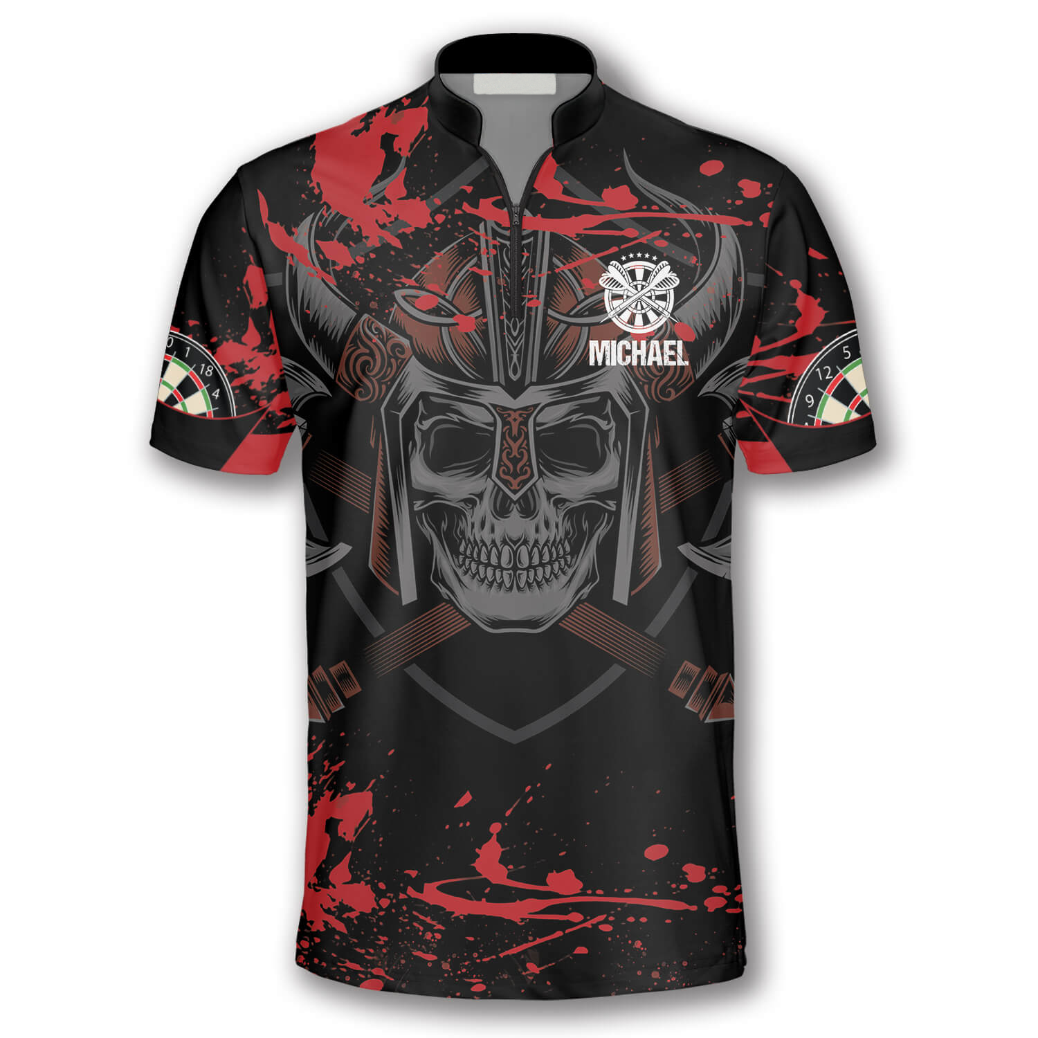Dart Warrior Red Black Custom Darts Jerseys for Men/ Uniform Shirt for Dart Team/ Dart Player