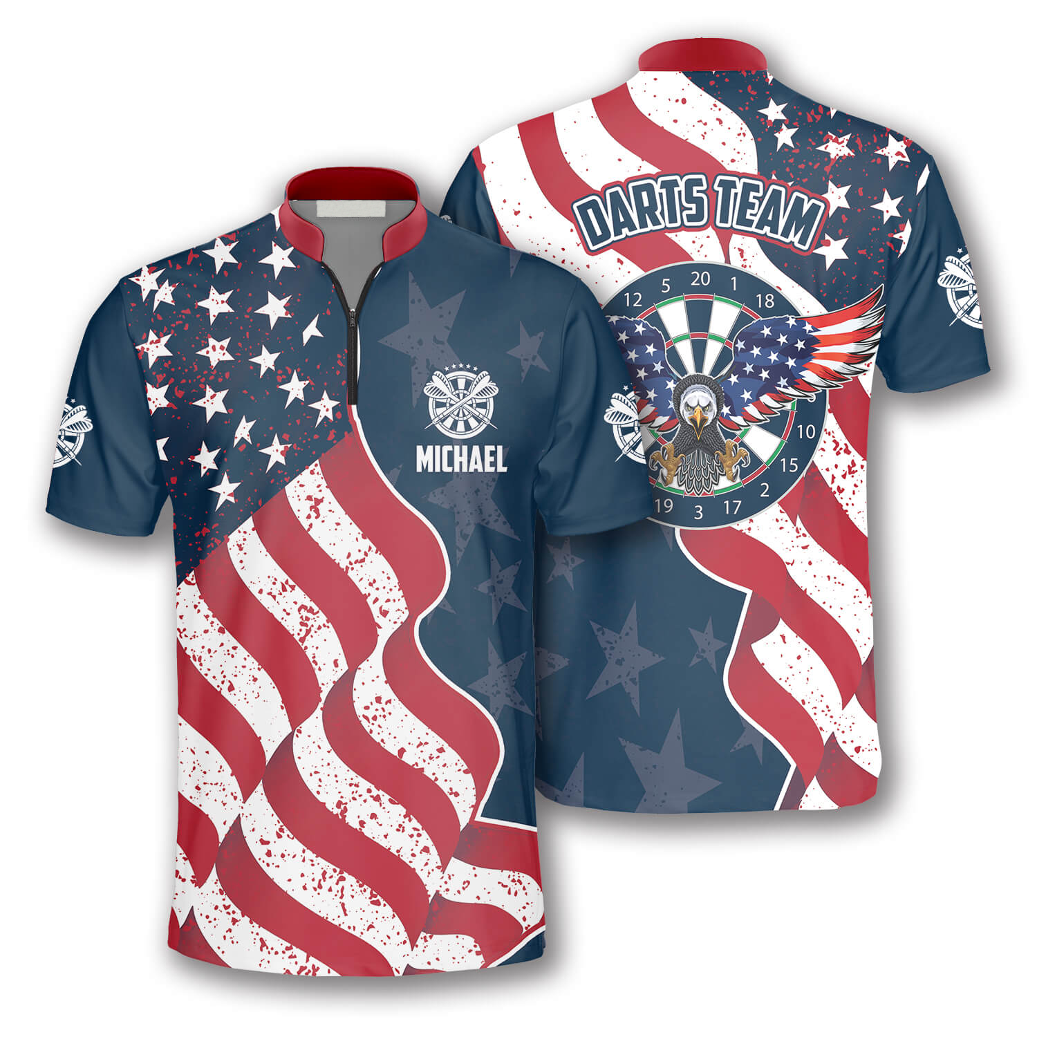 3D All Over Print Eagle Waving Flag Custom Darts Jerseys for Men/ Flag American Dart Shirt
