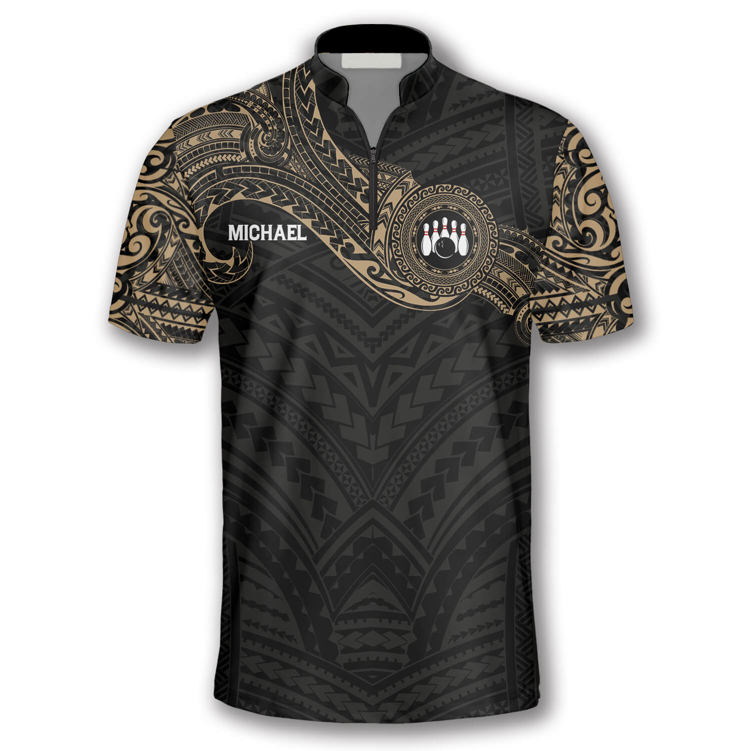 Golden Tribal Tattoo Custom Bowling Jerseys for Men/ 3D All Over Print Bowling Shirt