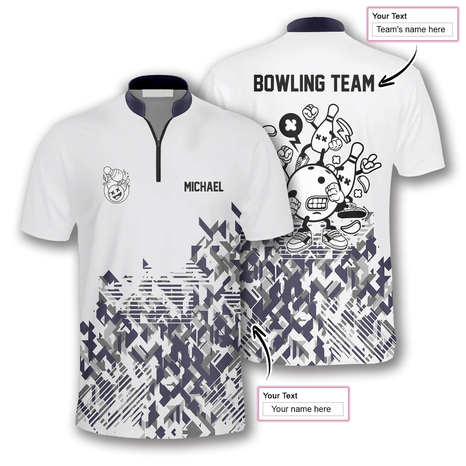 Personalized Name Funny Grey Abstract Custom Bowling Jerseys for Men/ Best Shirt for Team Bowling