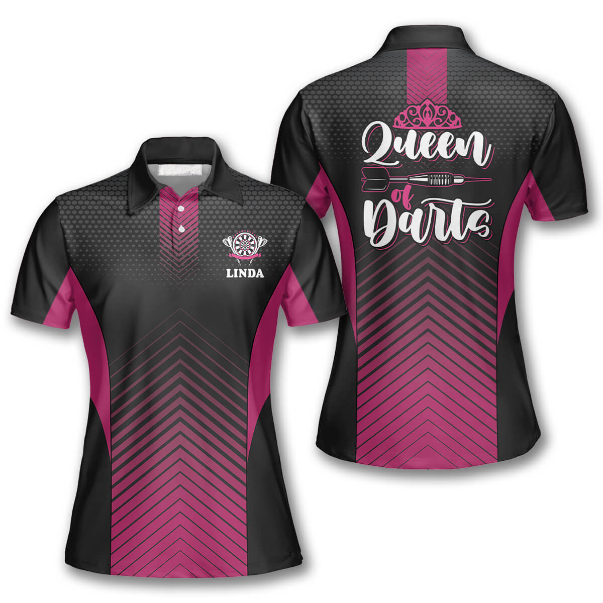 Queen of Darts Dark Pink Custom Darts Shirts for Women