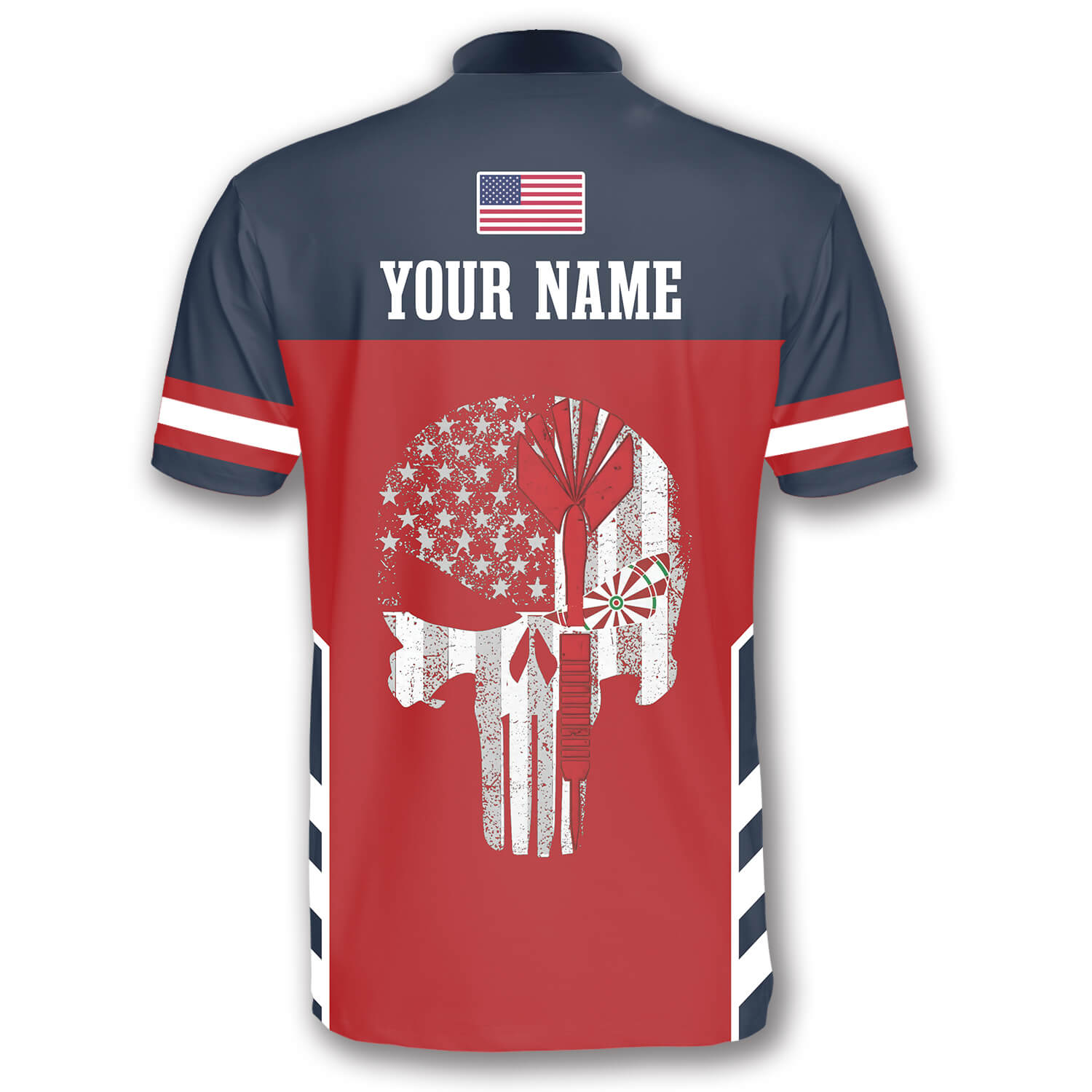Skull American Flag Red Blue Custom Darts Jerseys for Men/ Dart Shirt/ Flag American Shirt