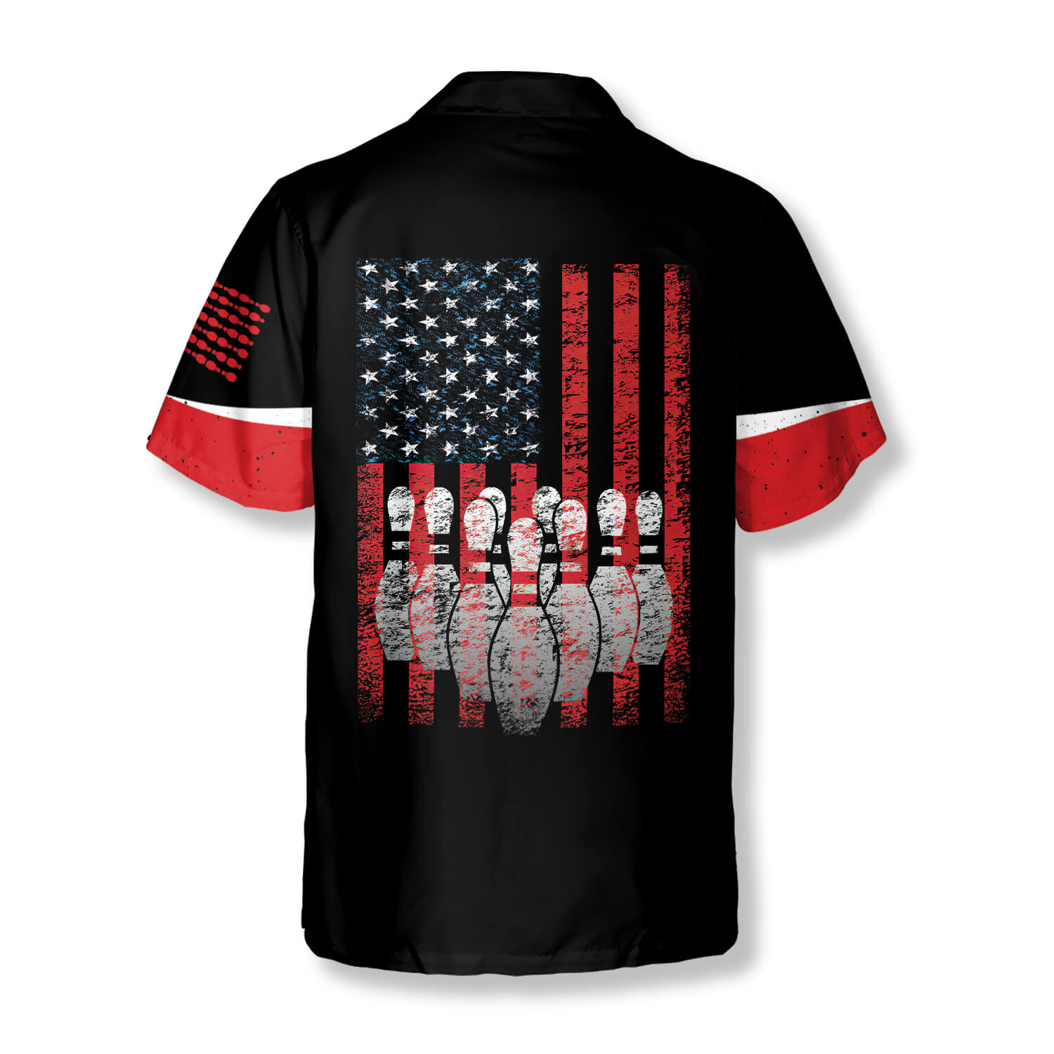 Vintage American Flag Emblem Custom Bowling Hawaiian Shirt/ Bowling Shirt/ Flag Shirt
