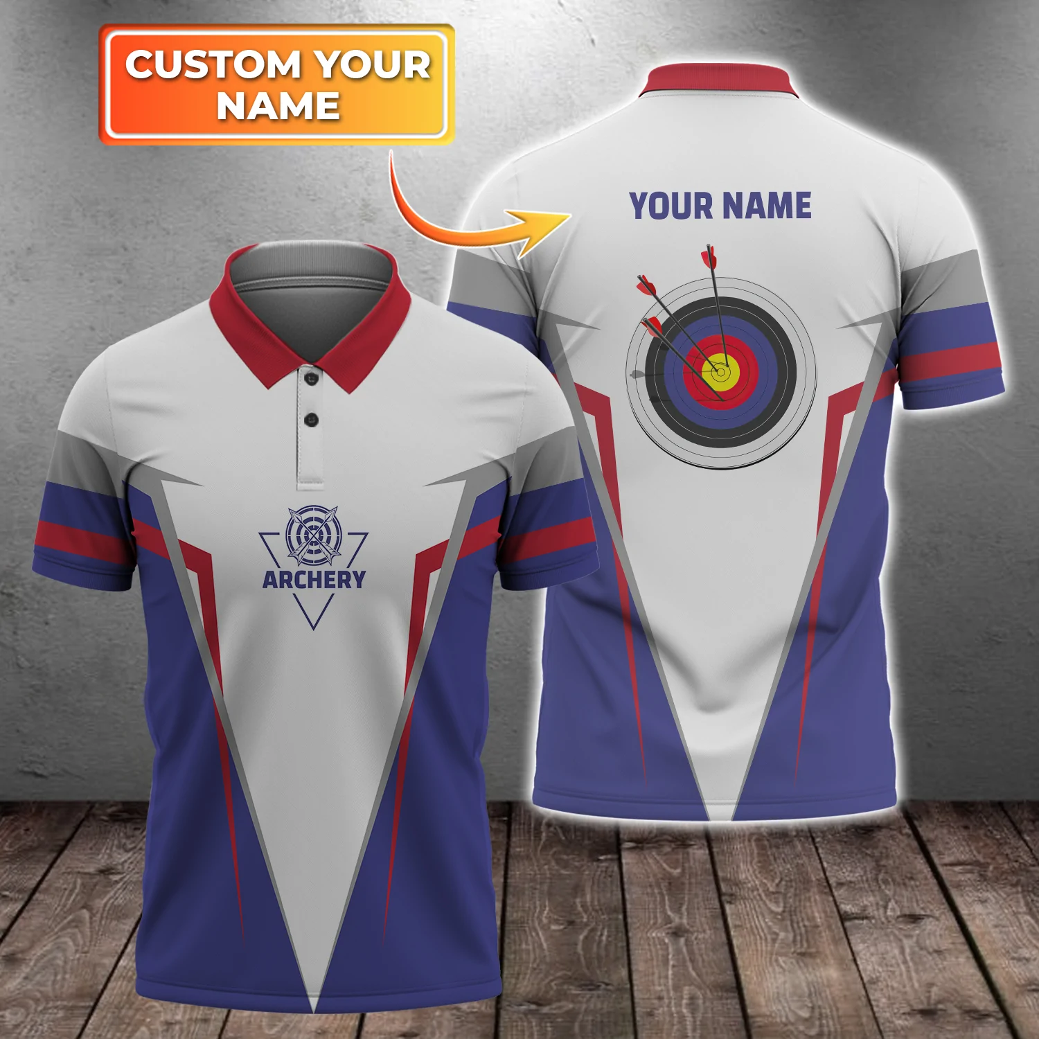 Personalized With Name Archery Polo Shirt/ 3D Archery Shirts/ Birthday Gift For Archery Team Lover